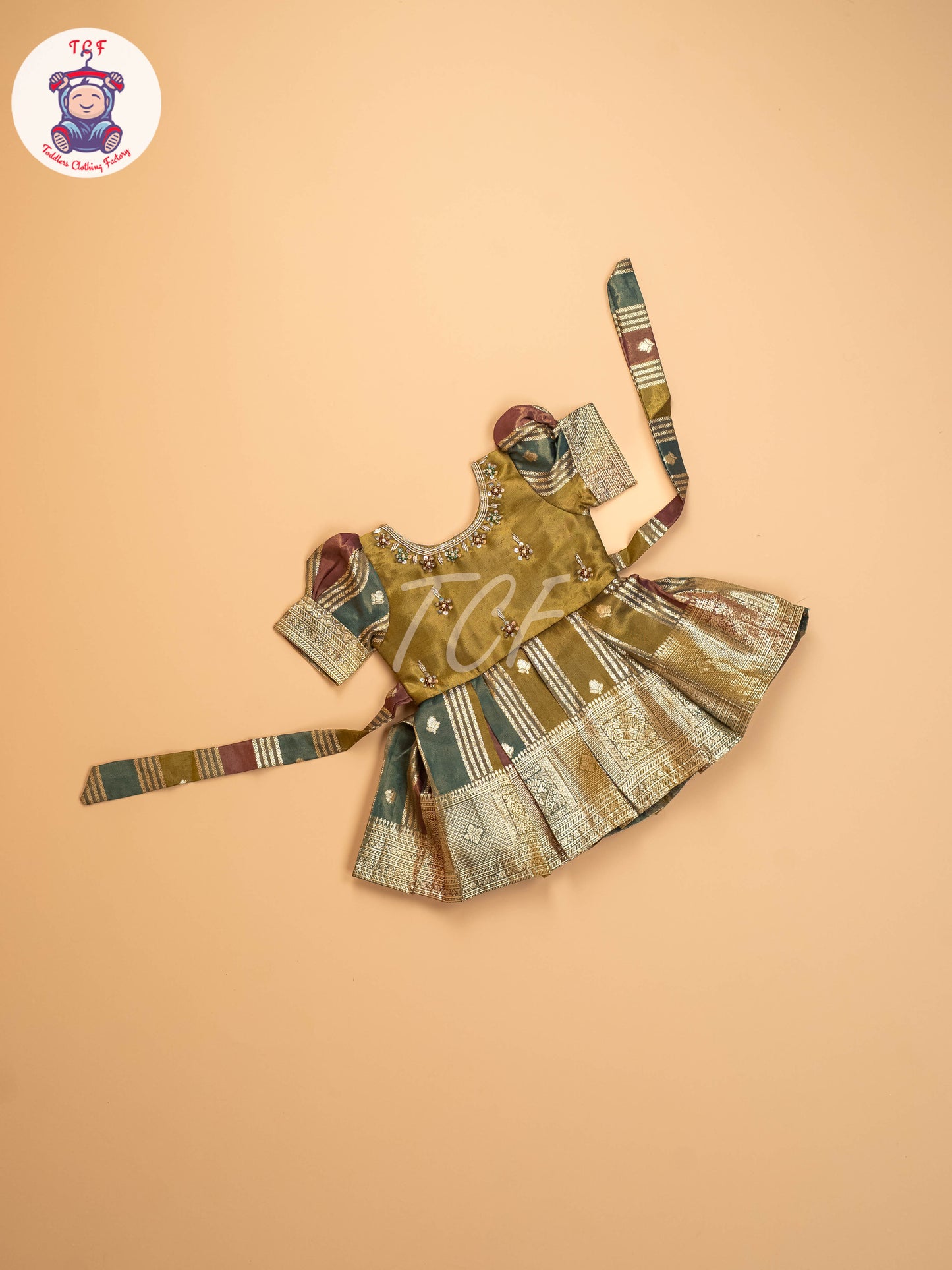 Green & Gold - Kids Readymade Frocks