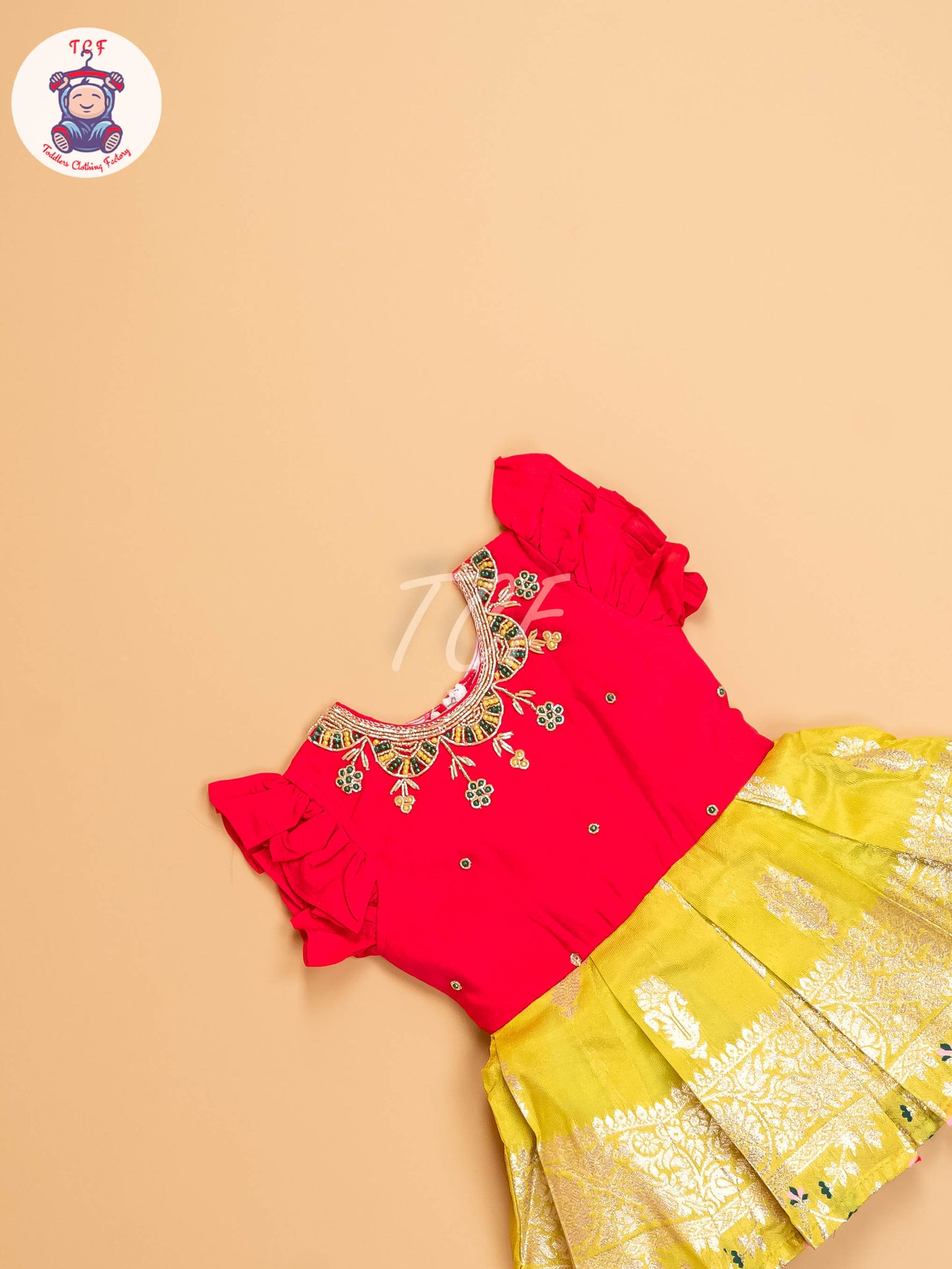 Pink & Dark Green - Kids Readymade Frocks