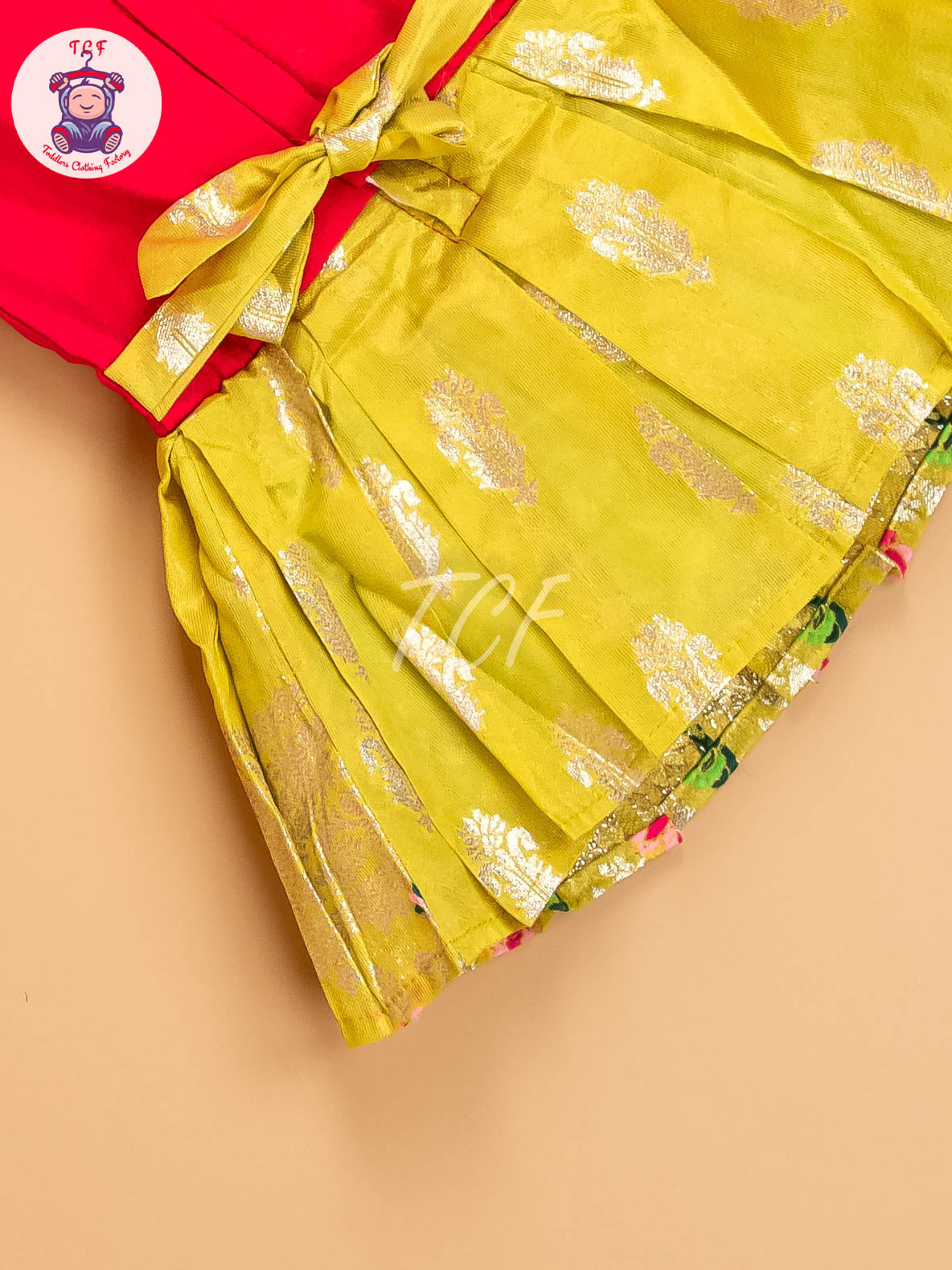 Pink & Dark Green - Kids Readymade Frocks