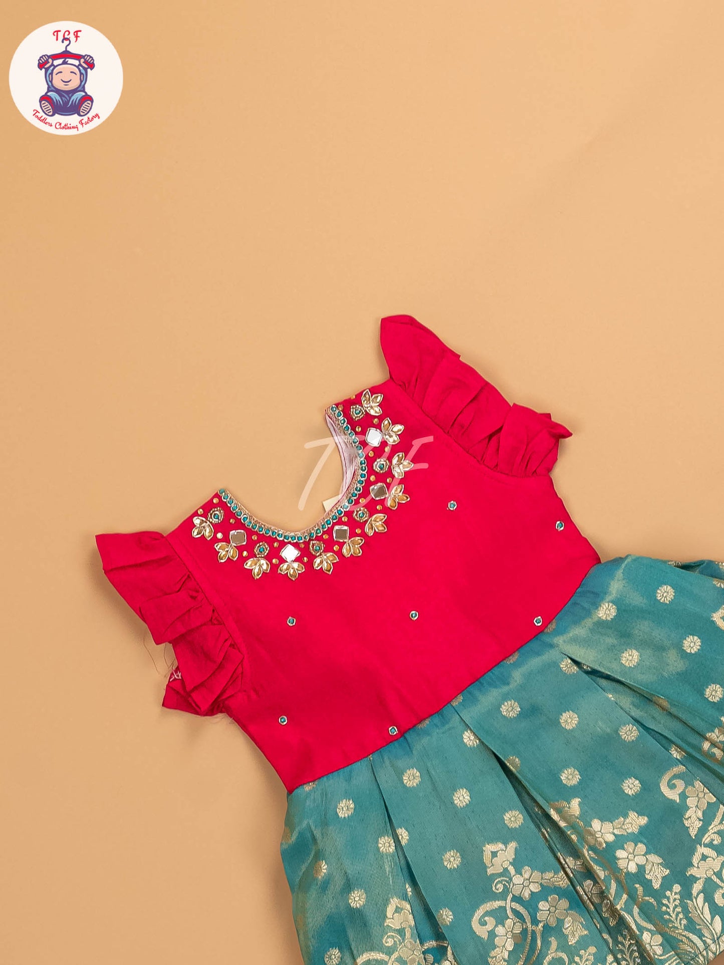 Pink & Light Green - Kids Readymade Frocks