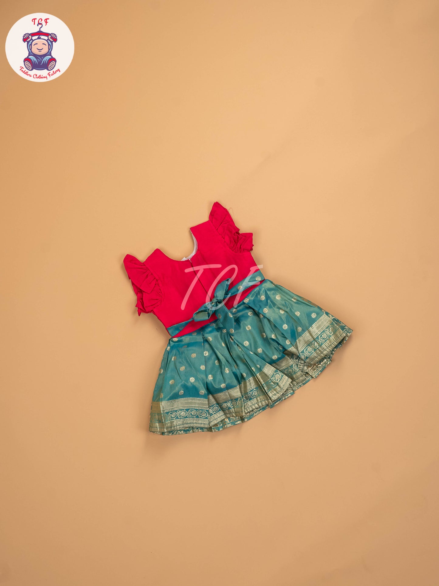 Pink & Light Green - Kids Readymade Frocks