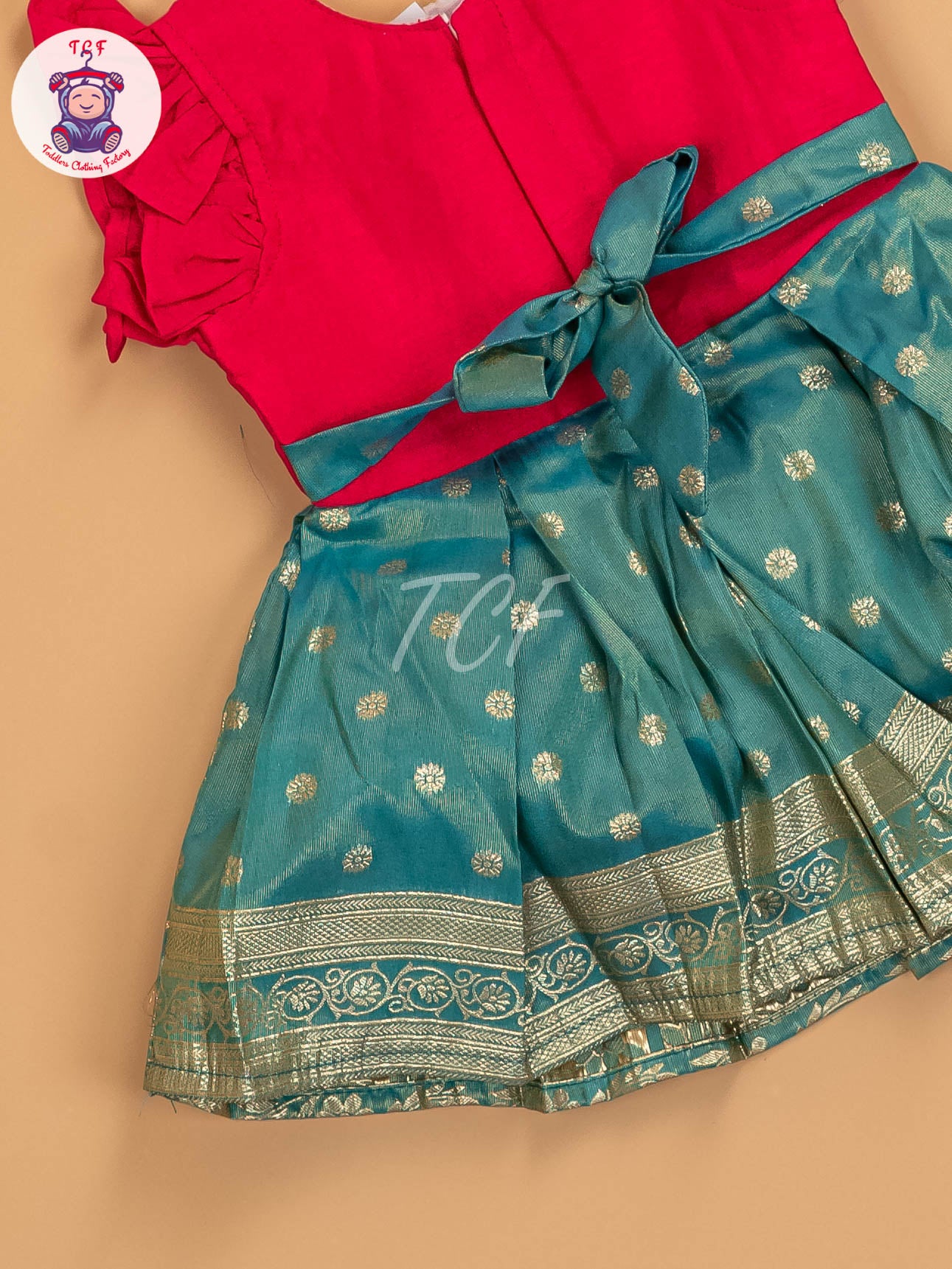 Pink & Light Green - Kids Readymade Frocks