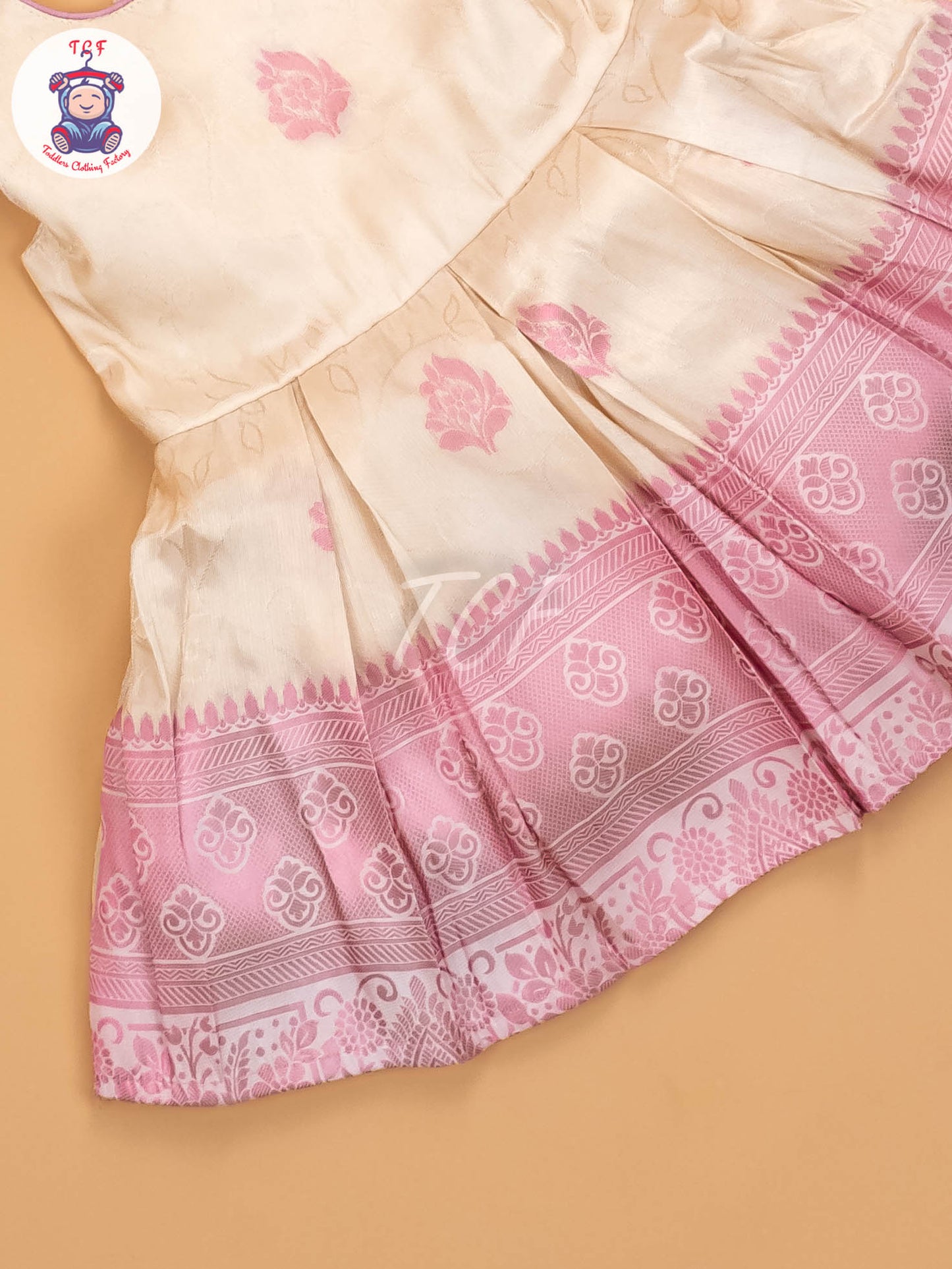 Pink & Half White - Kids Readymade Frocks