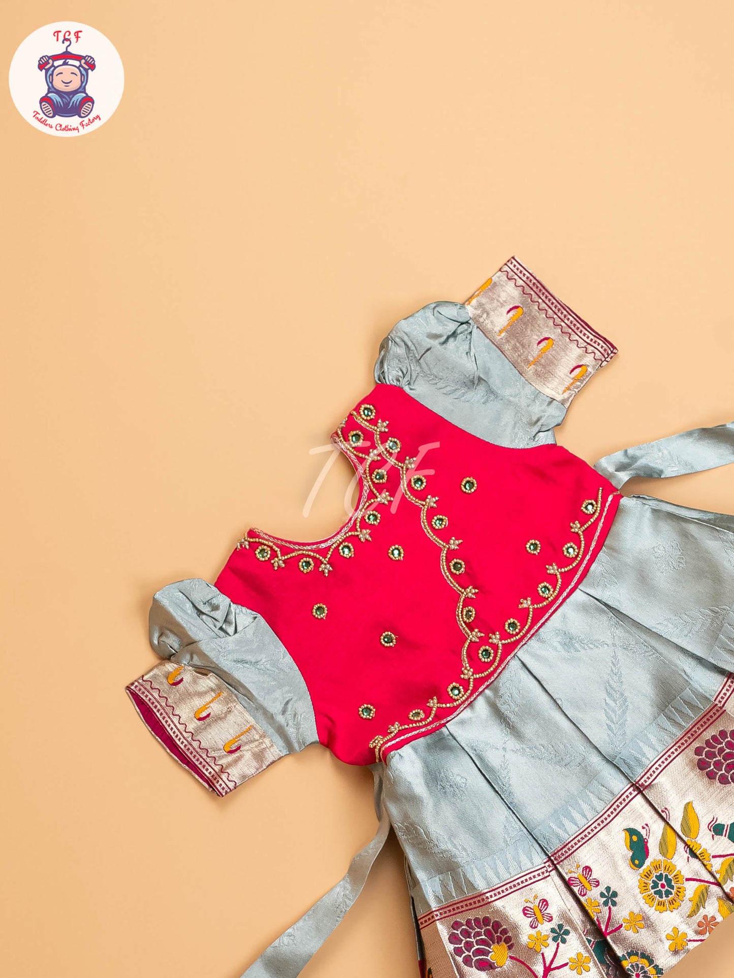 Pink & Grey - Kids Readymade Frocks