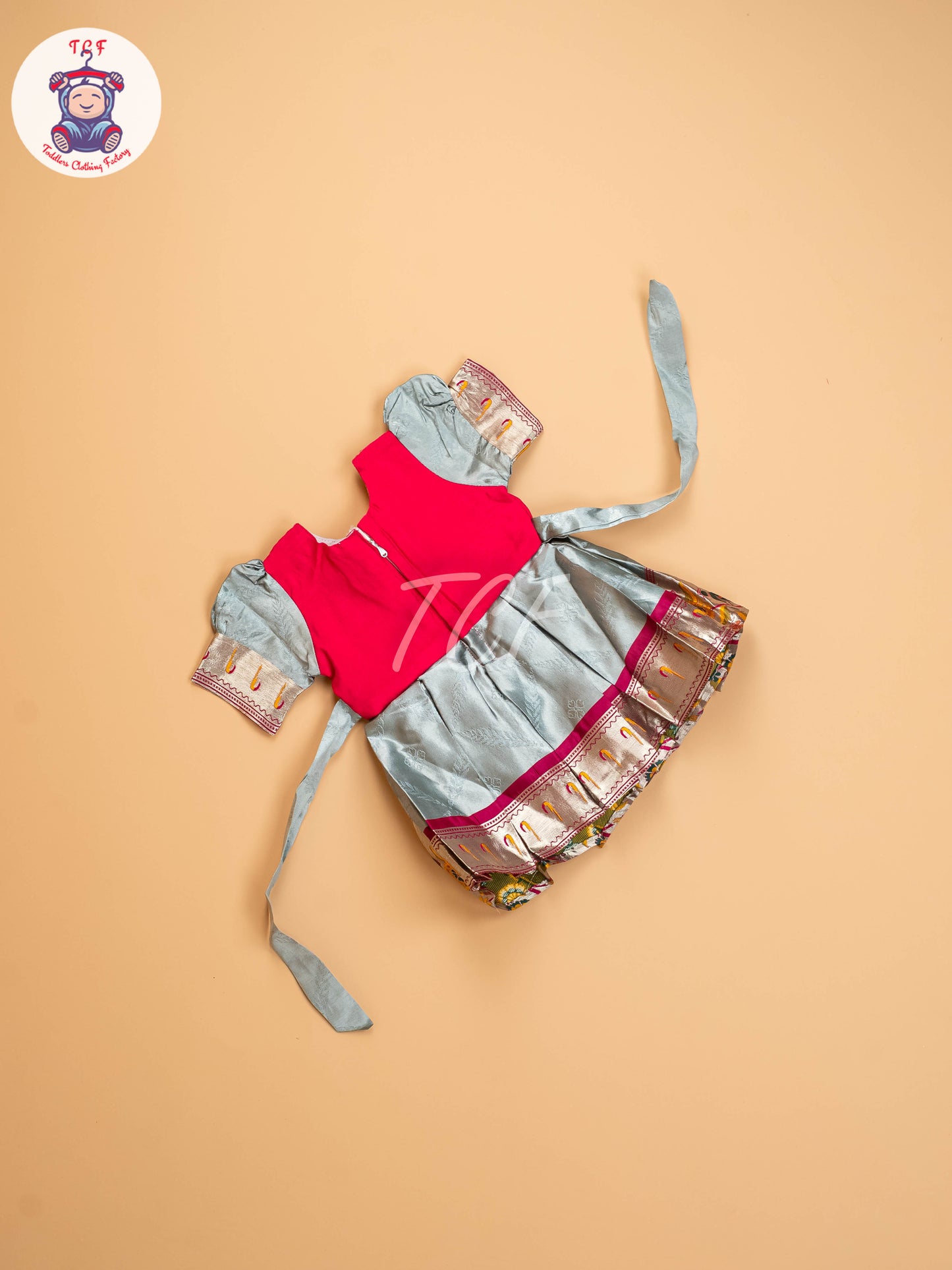 Pink & Grey - Kids Readymade Frocks