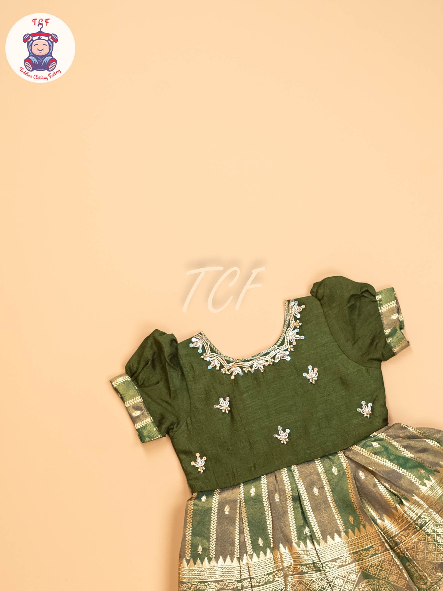 Green & Gold - Kids Readymade Frocks