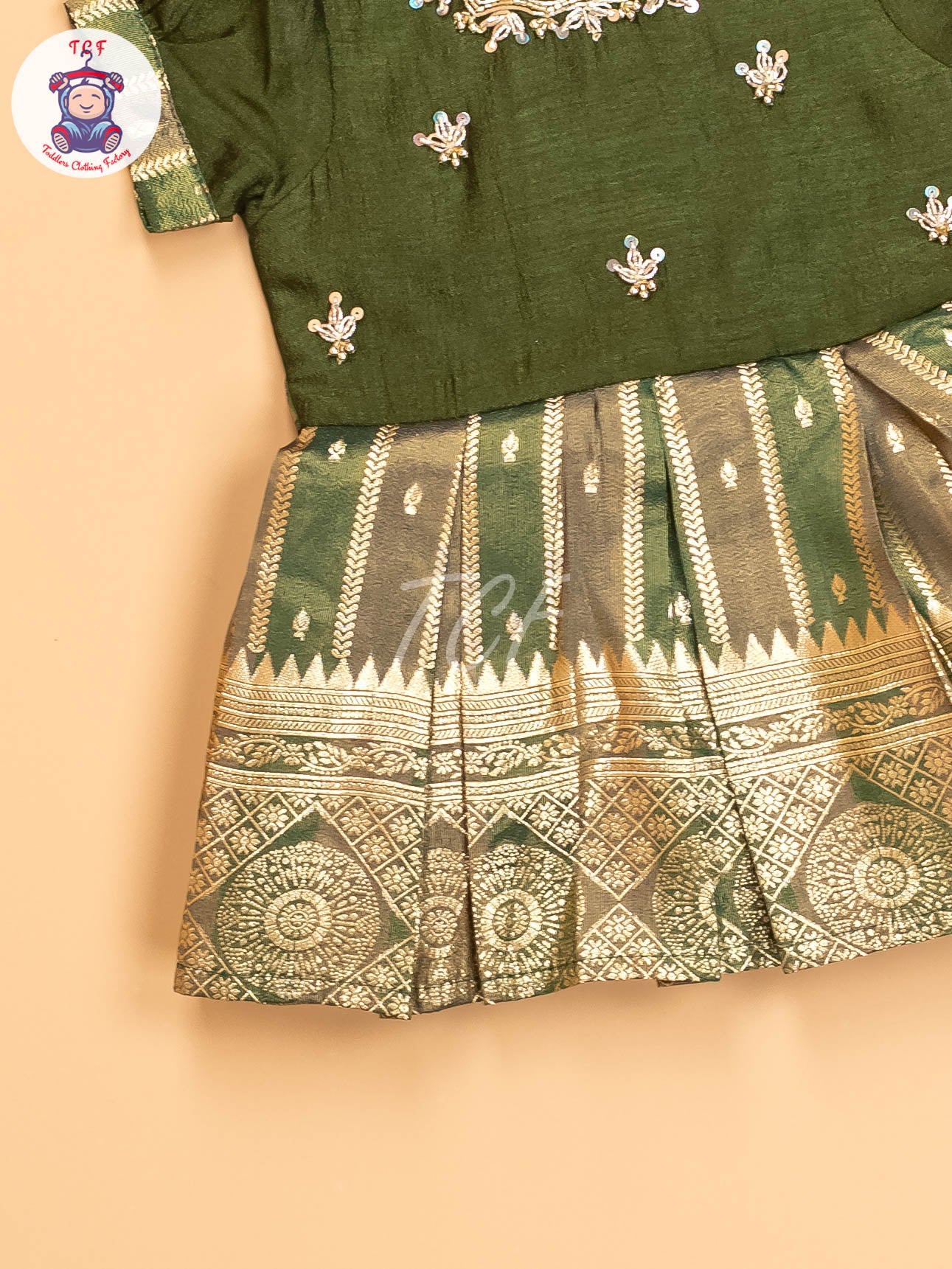 Green & Gold - Kids Readymade Frocks