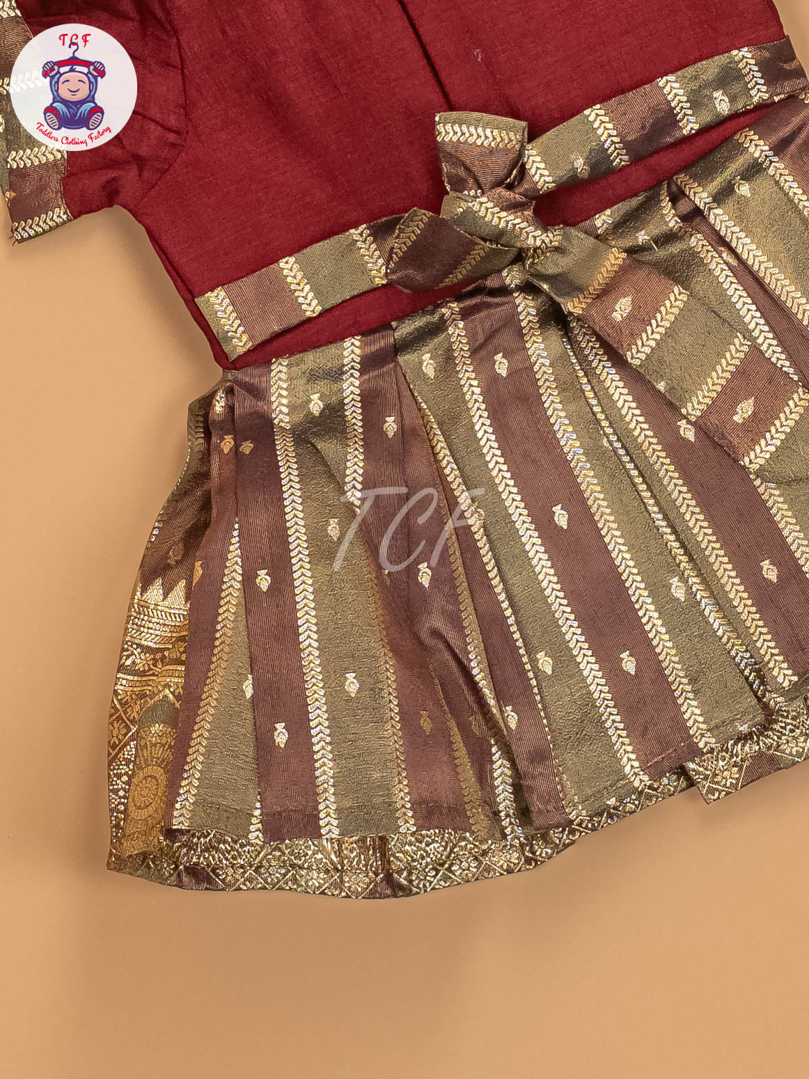 Maroon & Gold - Kids Readymade Frocks