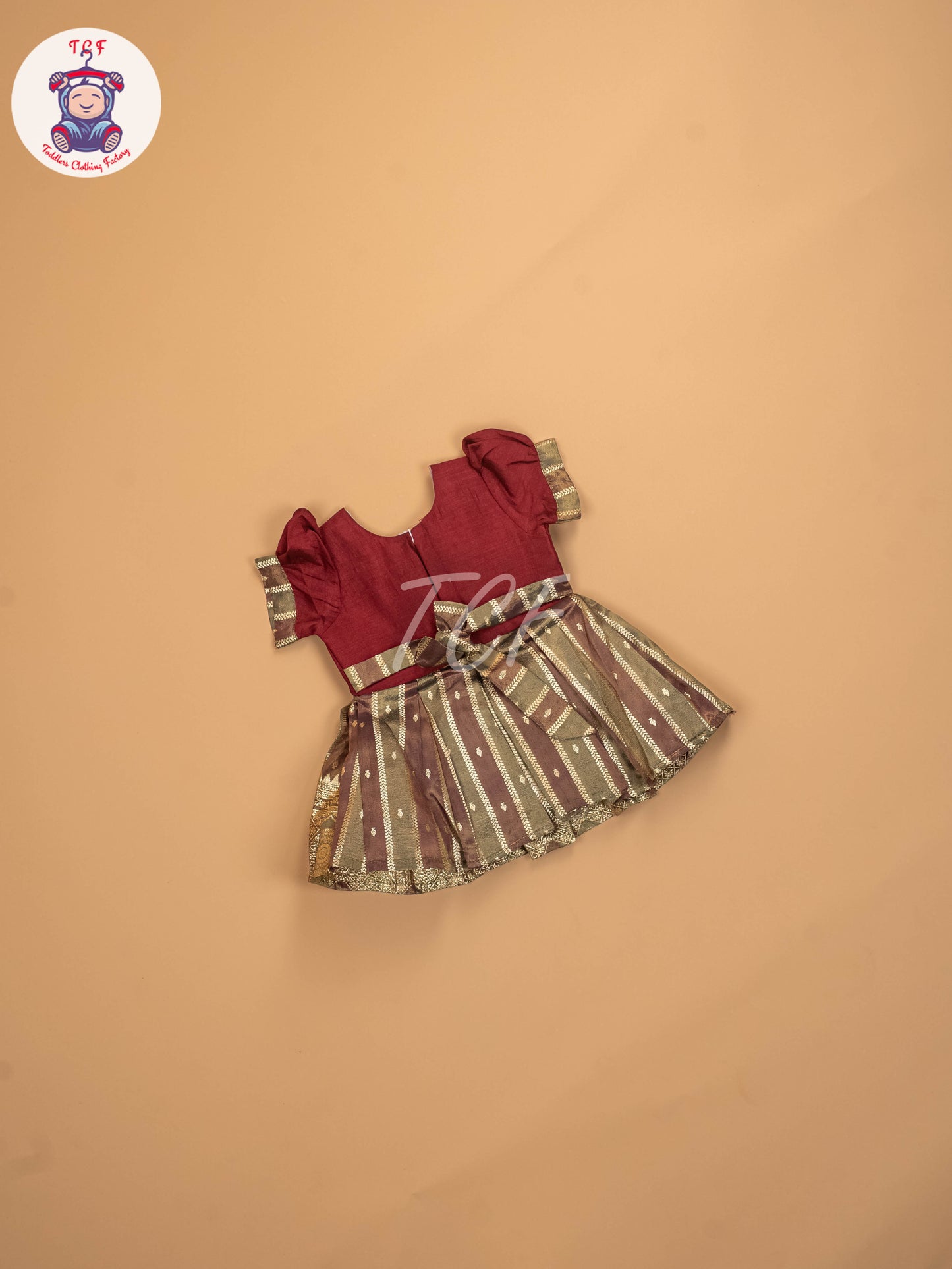 Maroon & Gold - Kids Readymade Frocks