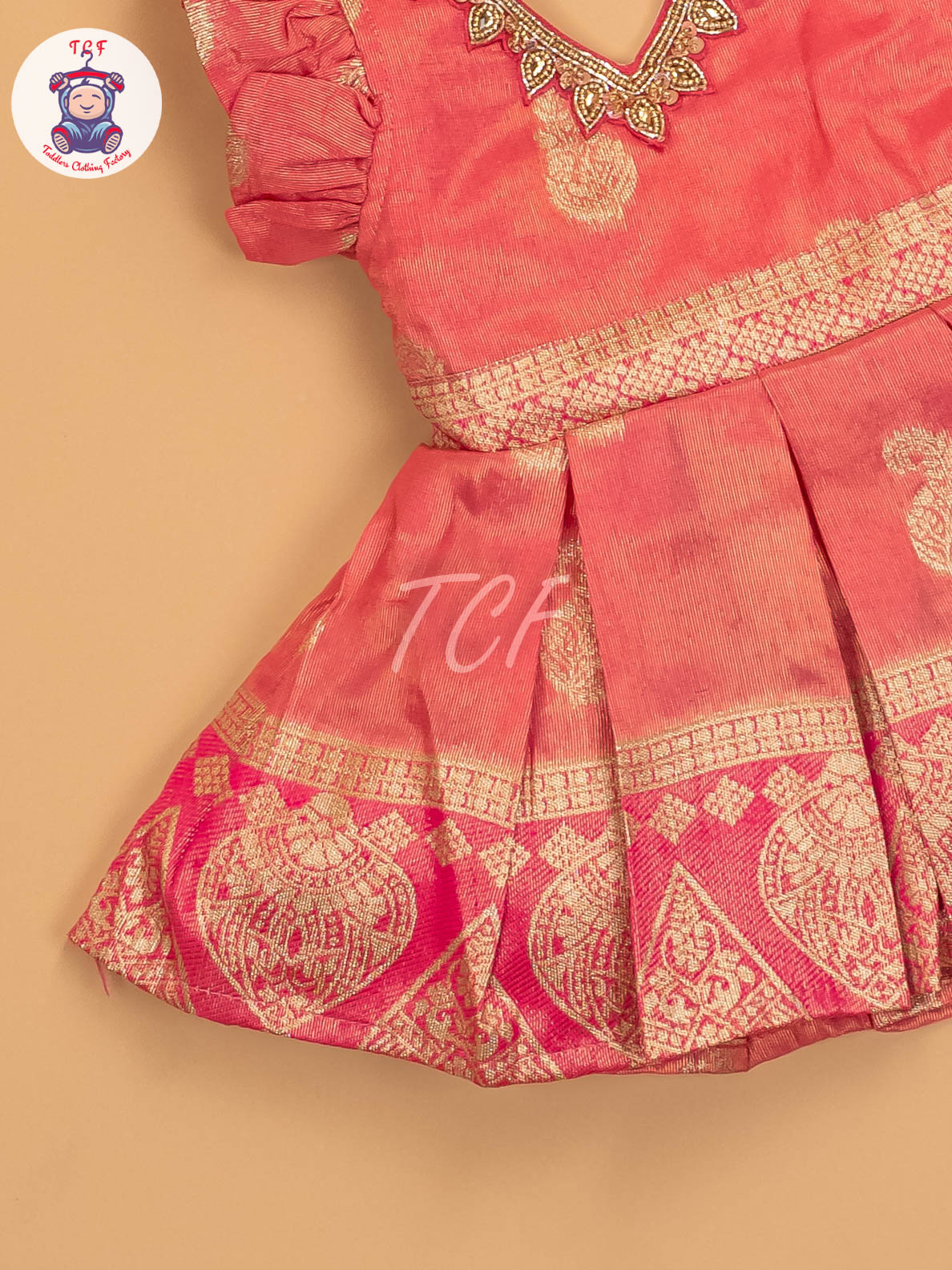 Peach - Kids Readymade Frocks