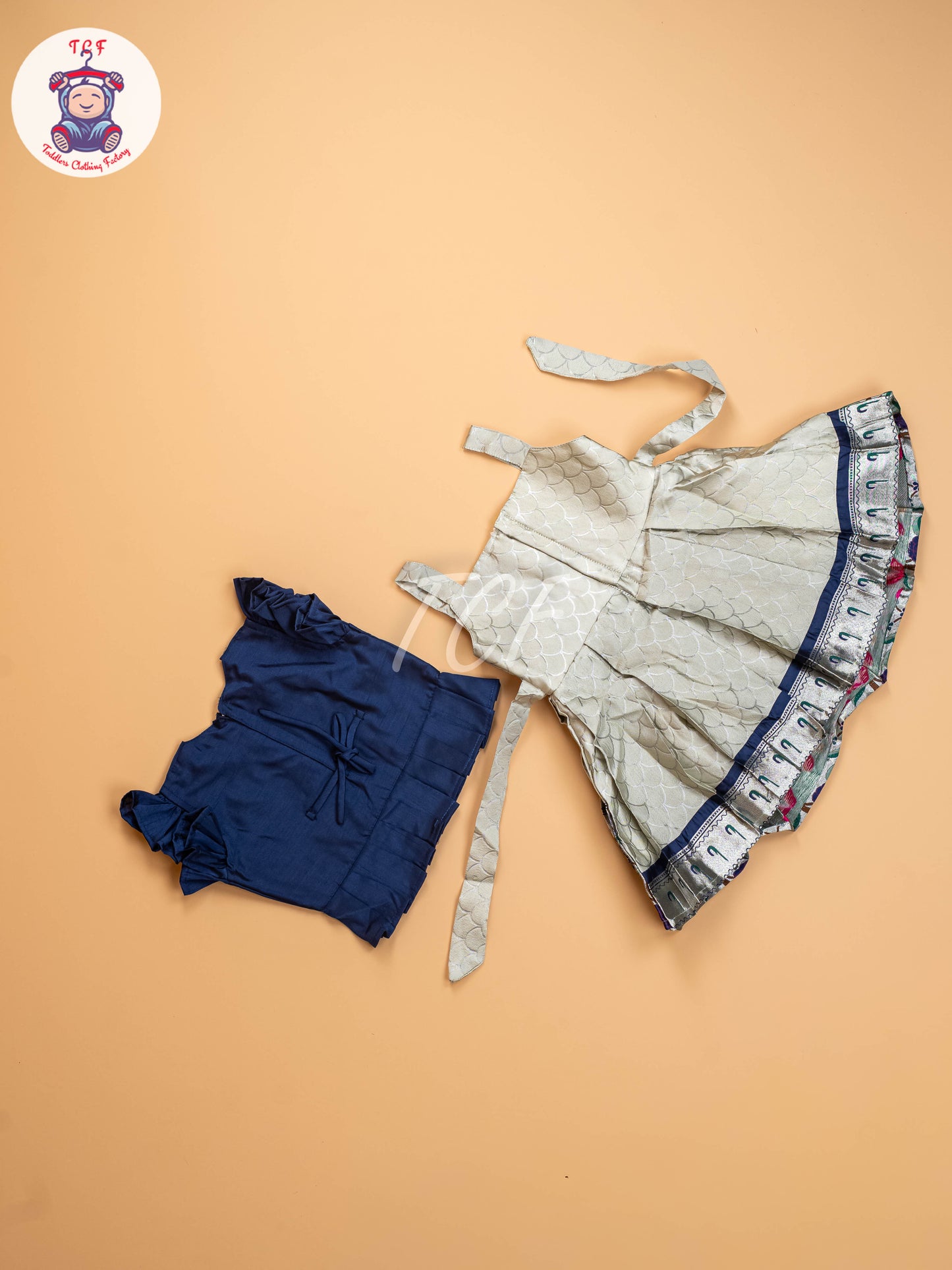 Blue & Grey - Kids Readymade Frocks