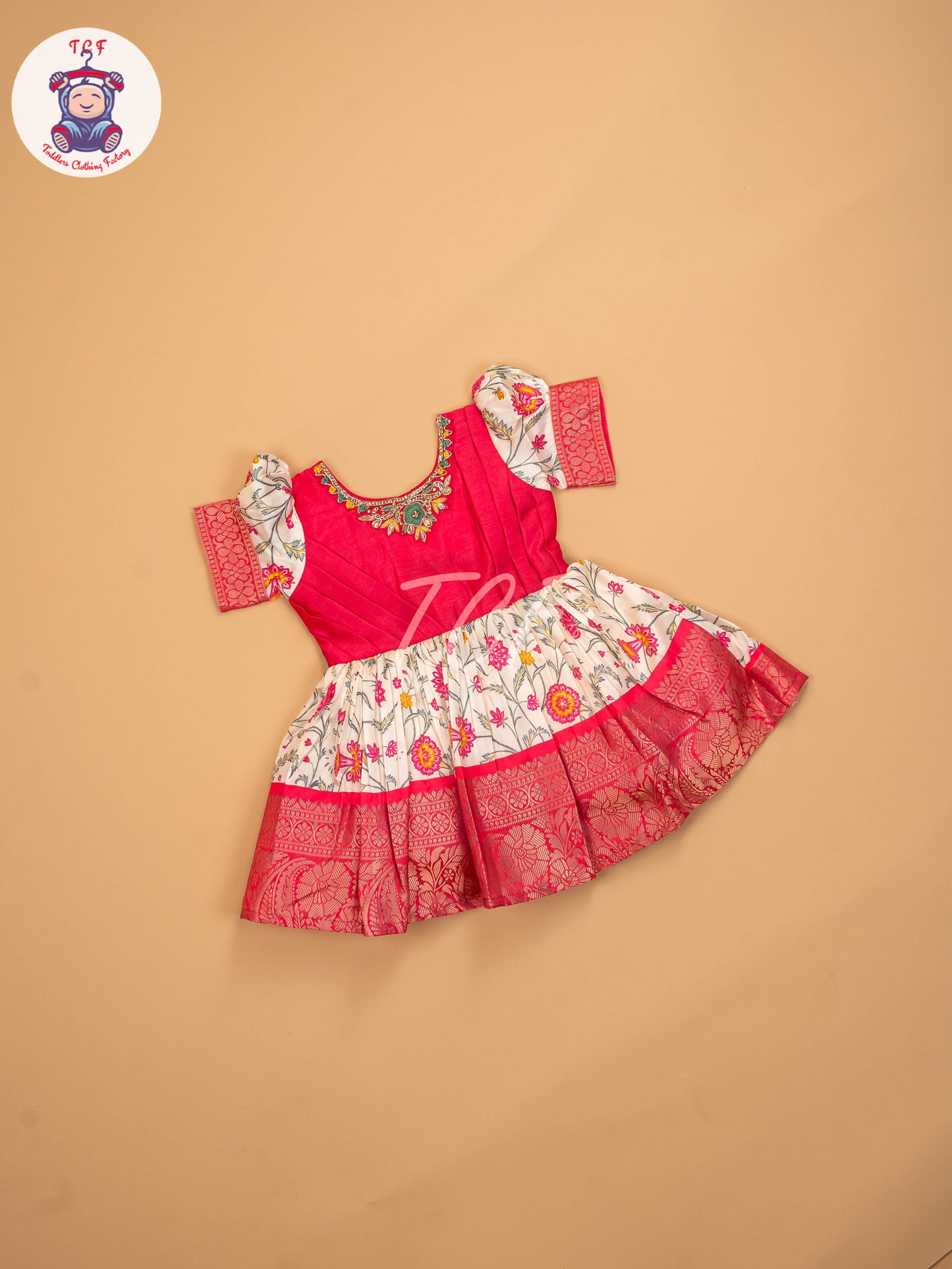 Pink Floral - Kids Readymade Frocks