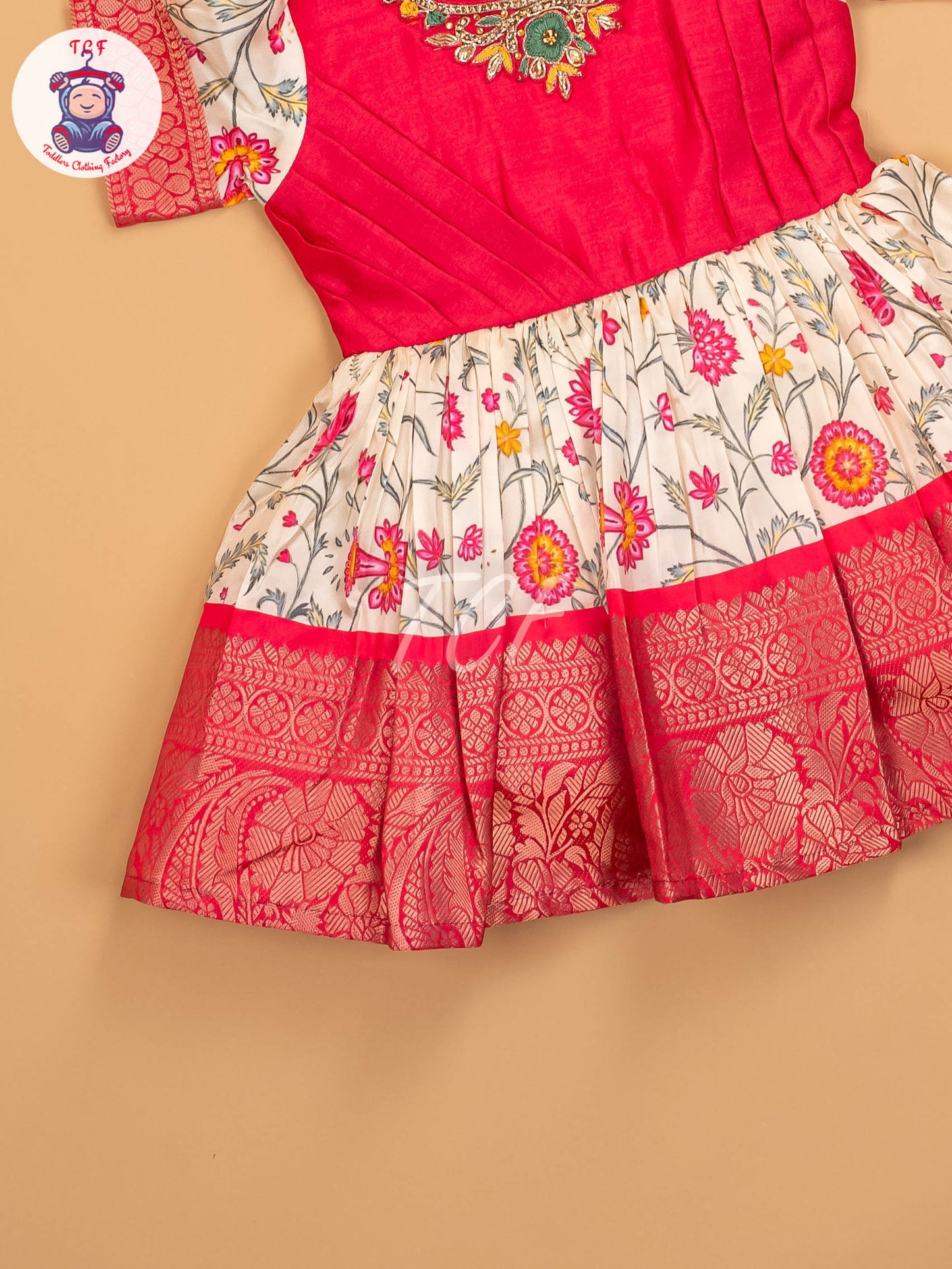 Pink Floral - Kids Readymade Frocks