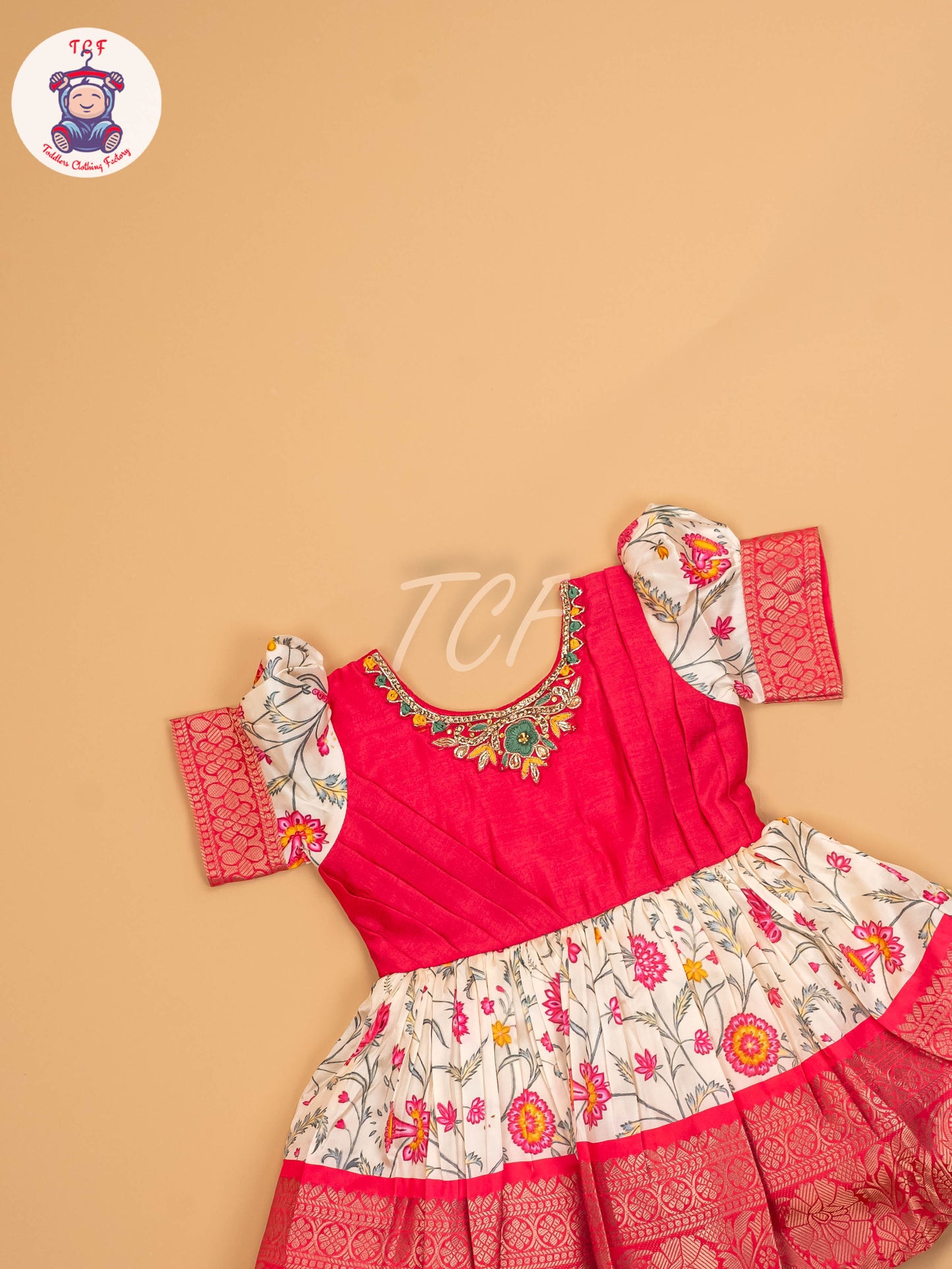Pink Floral - Kids Readymade Frocks