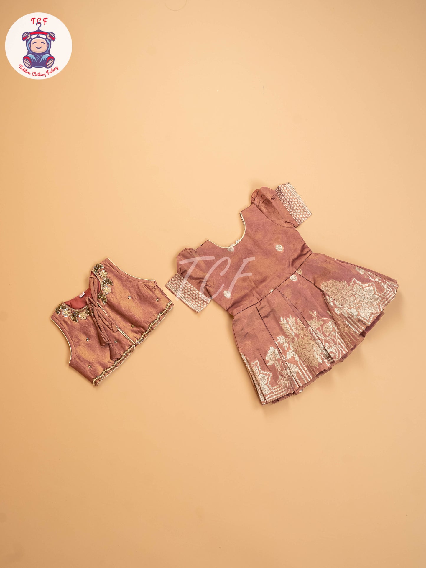 Light Brown - Kids Readymade Frocks