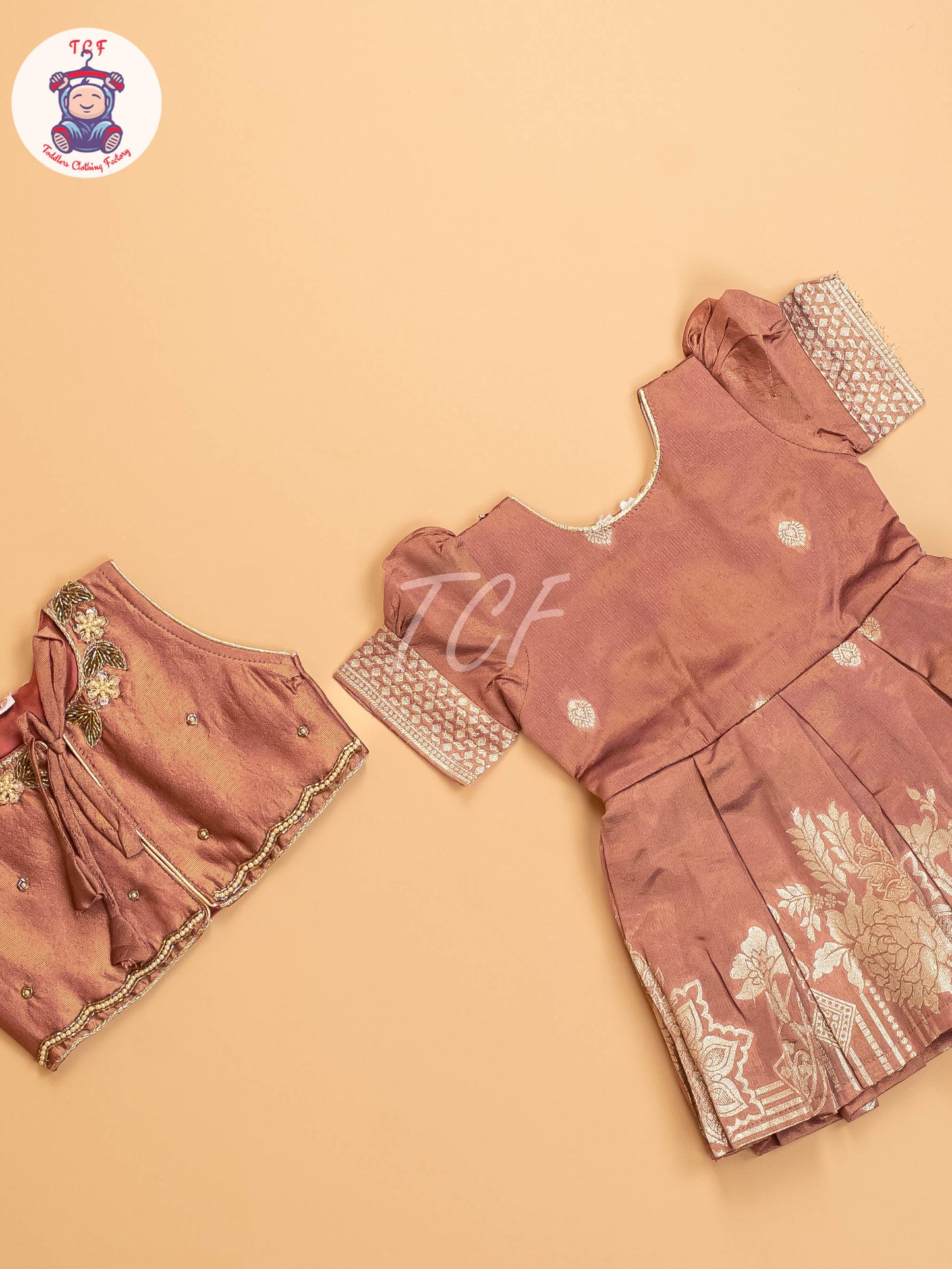 Light Brown - Kids Readymade Frocks