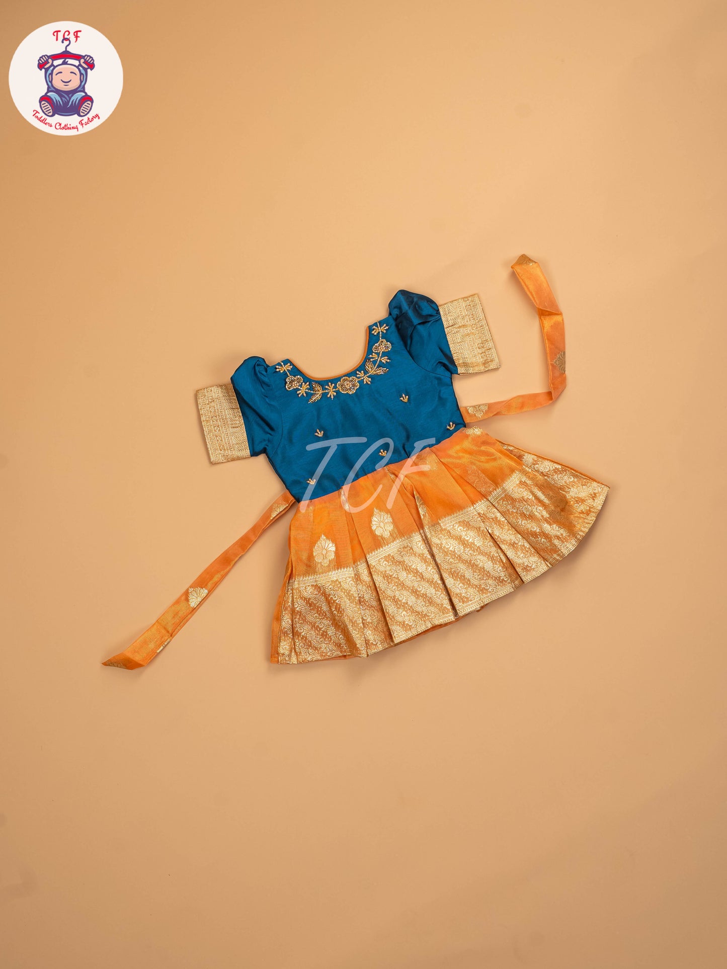 Parrot Green & Orange - Kids Readymade Frocks