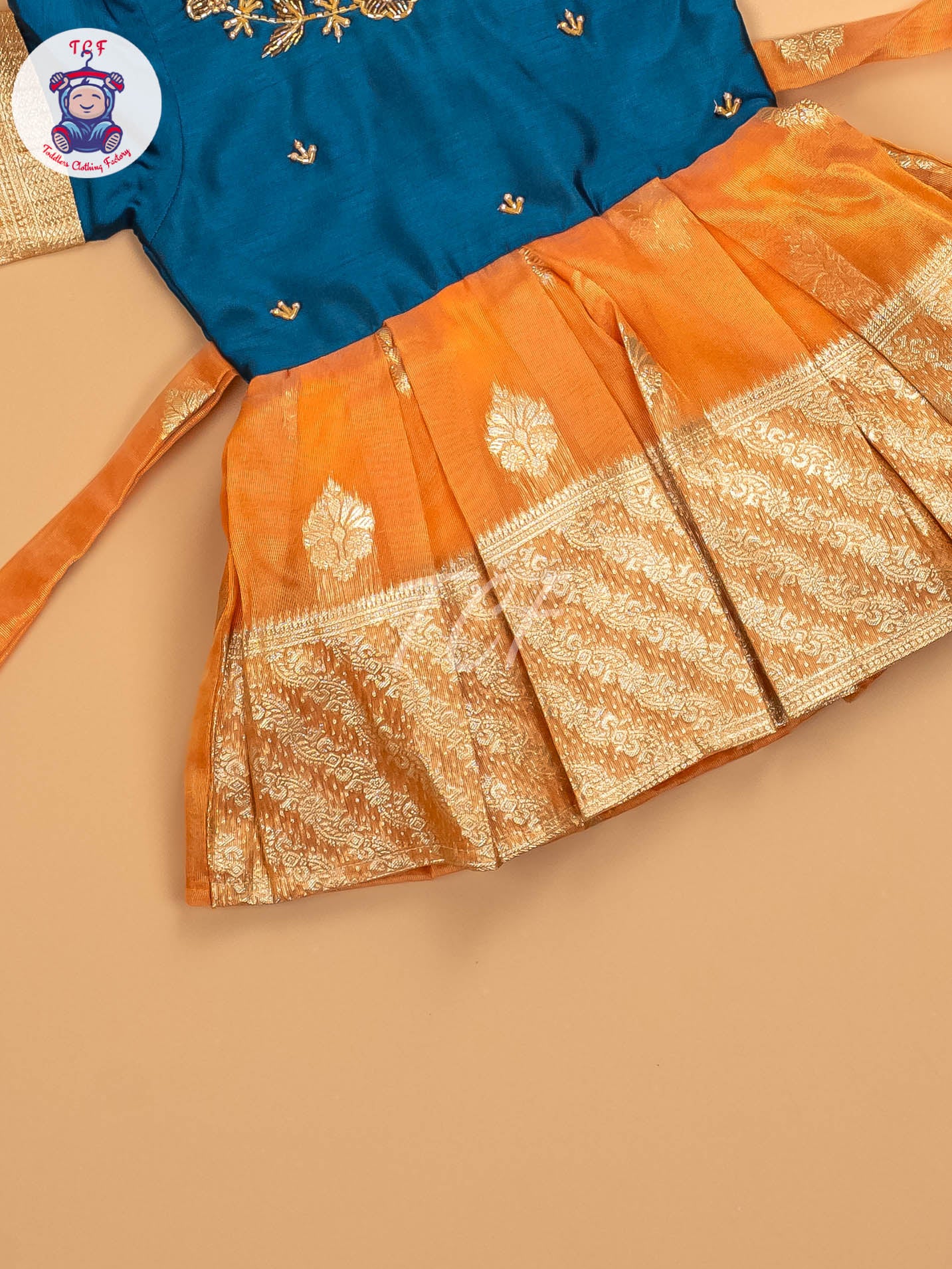Parrot Green & Orange - Kids Readymade Frocks