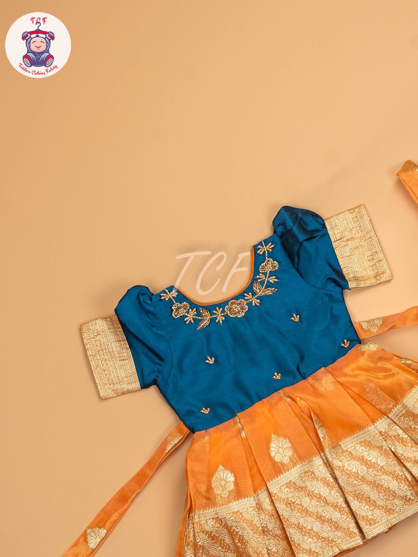 Parrot Green & Orange - Kids Readymade Frocks