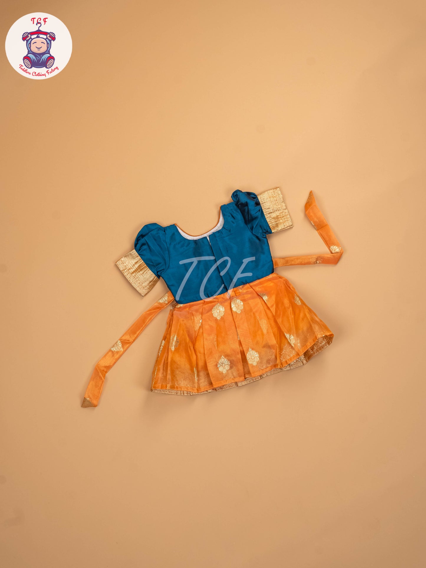 Parrot Green & Orange - Kids Readymade Frocks