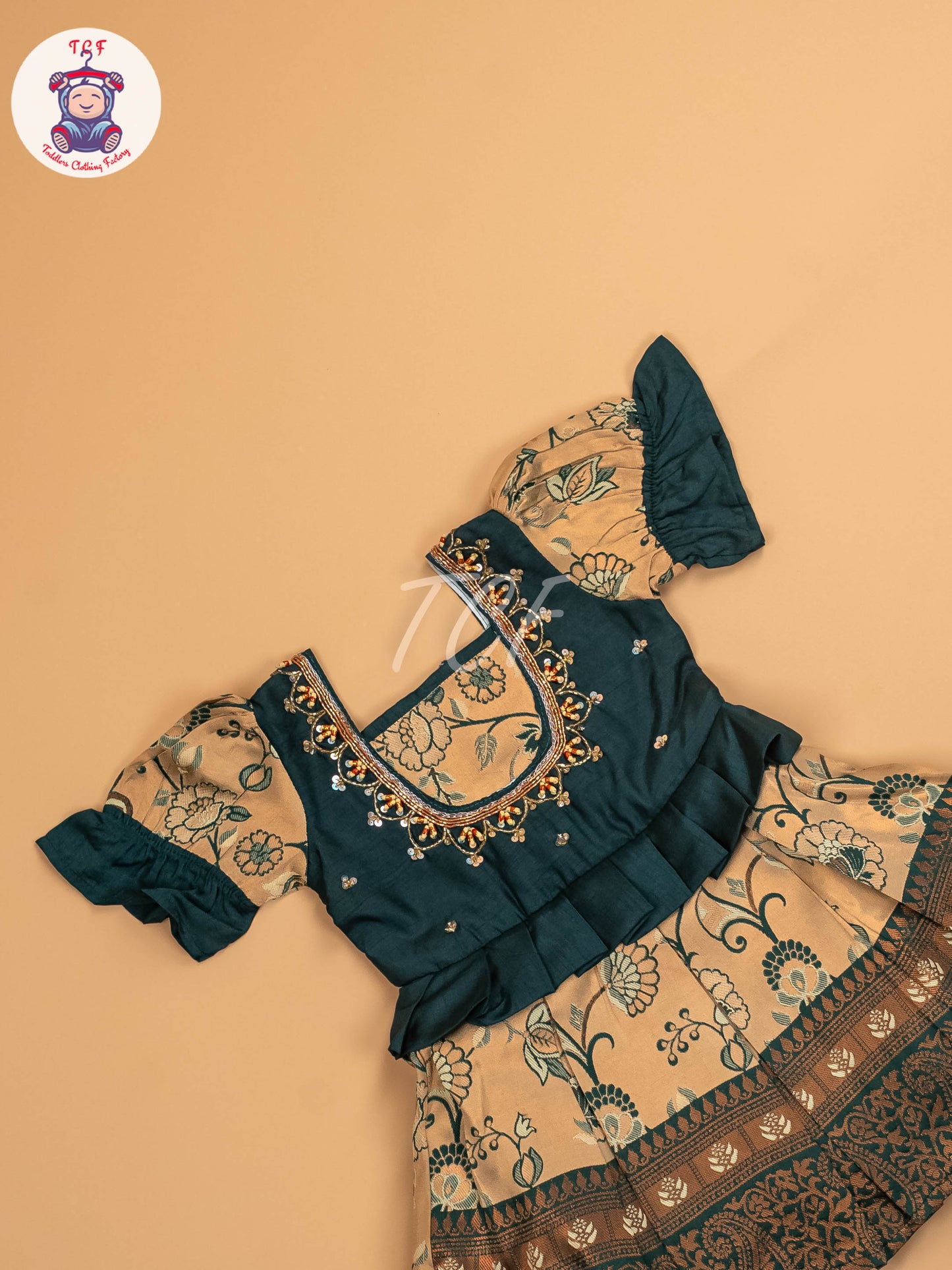 Green & Sandal - Kids Readymade Frocks
