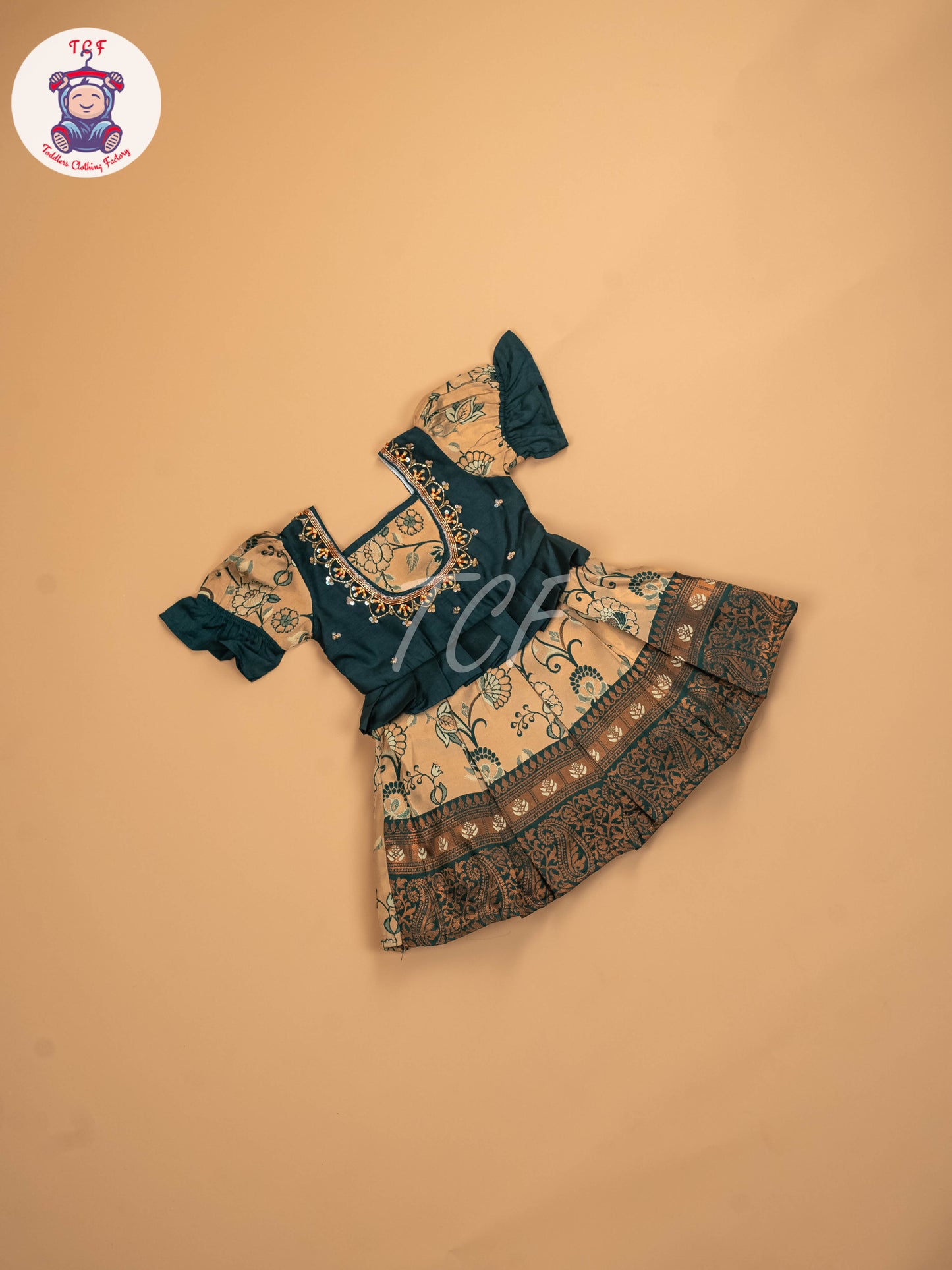 Green & Sandal - Kids Readymade Frocks