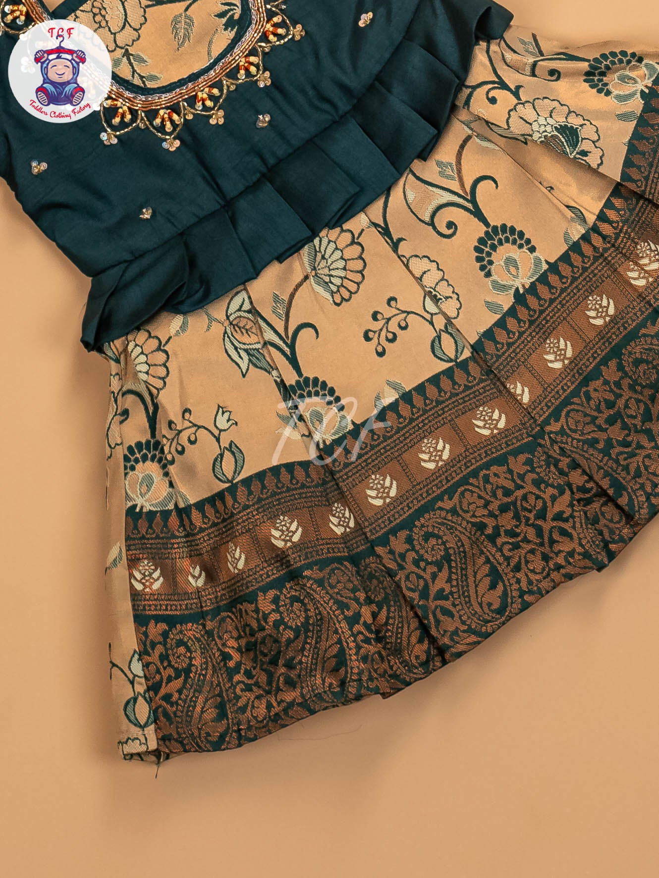 Green & Sandal - Kids Readymade Frocks