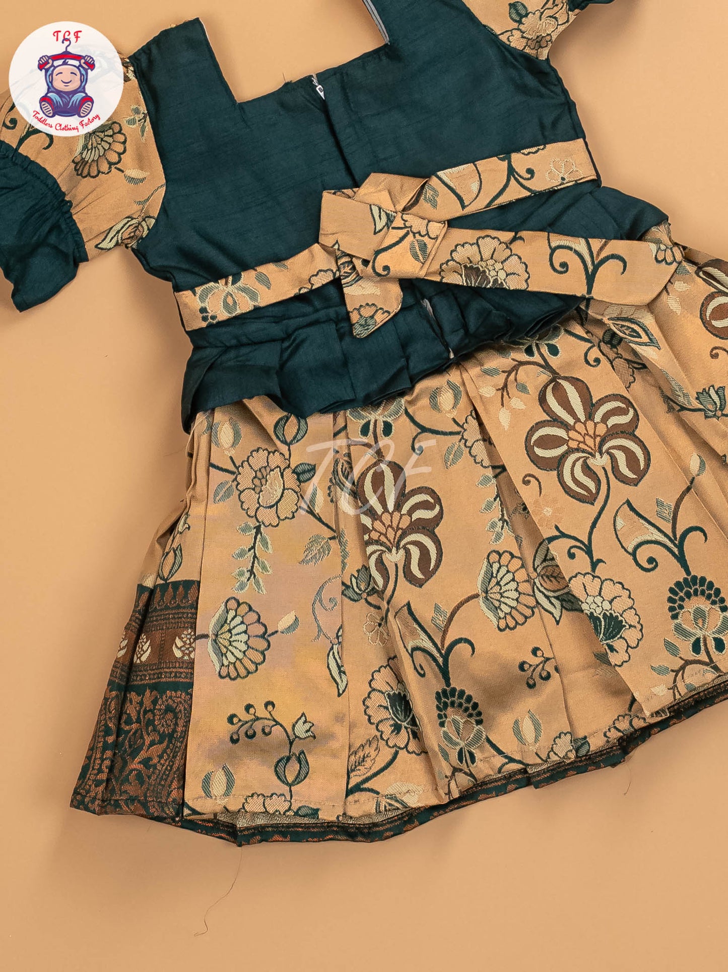 Green & Sandal - Kids Readymade Frocks