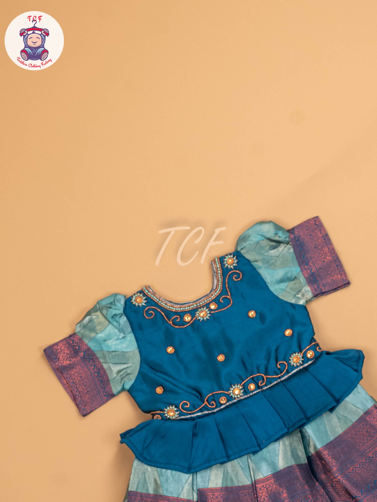 Teal Blue - Kids Readymade Frocks