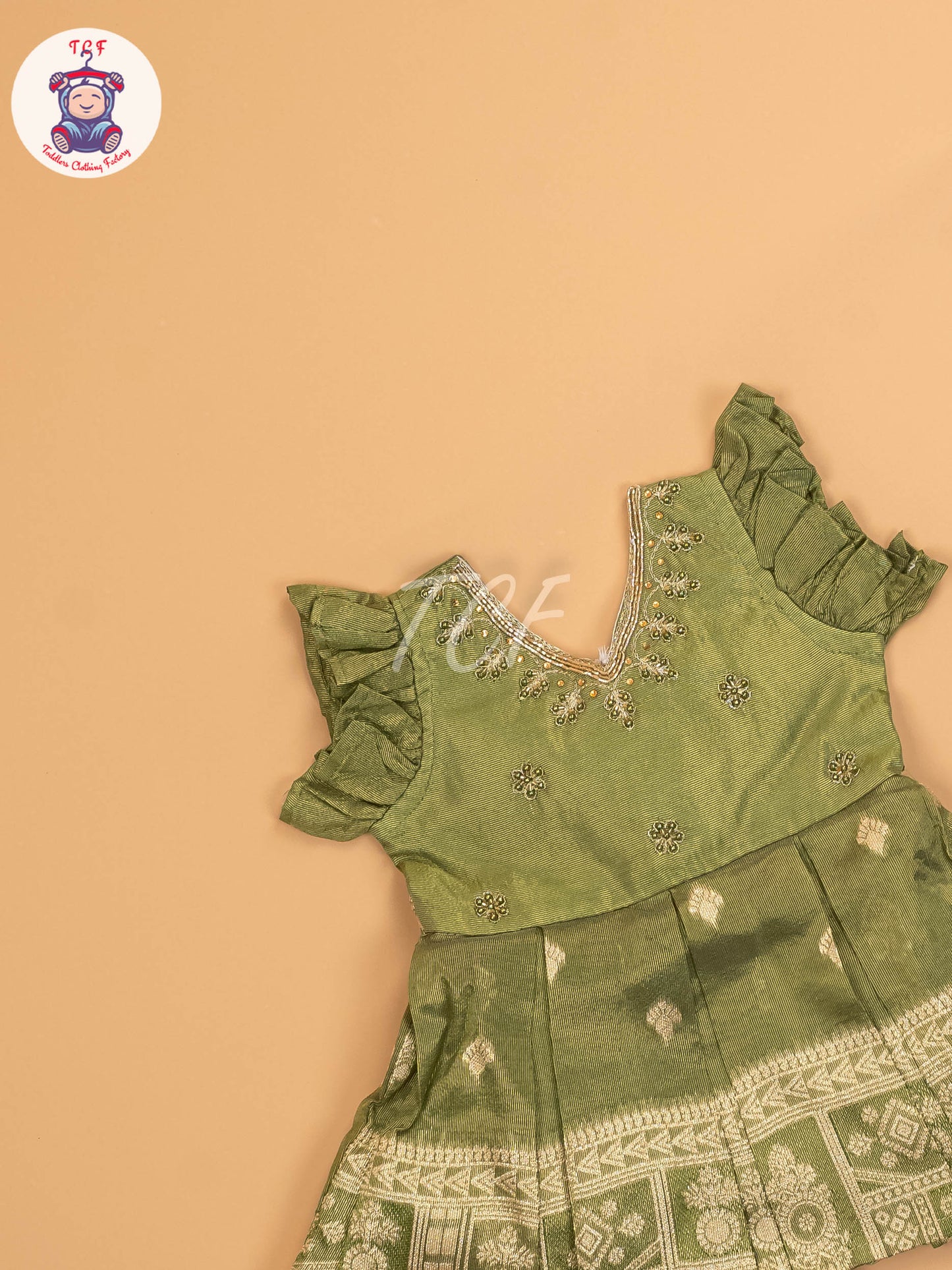 Olive Green - Kids Readymade Frocks