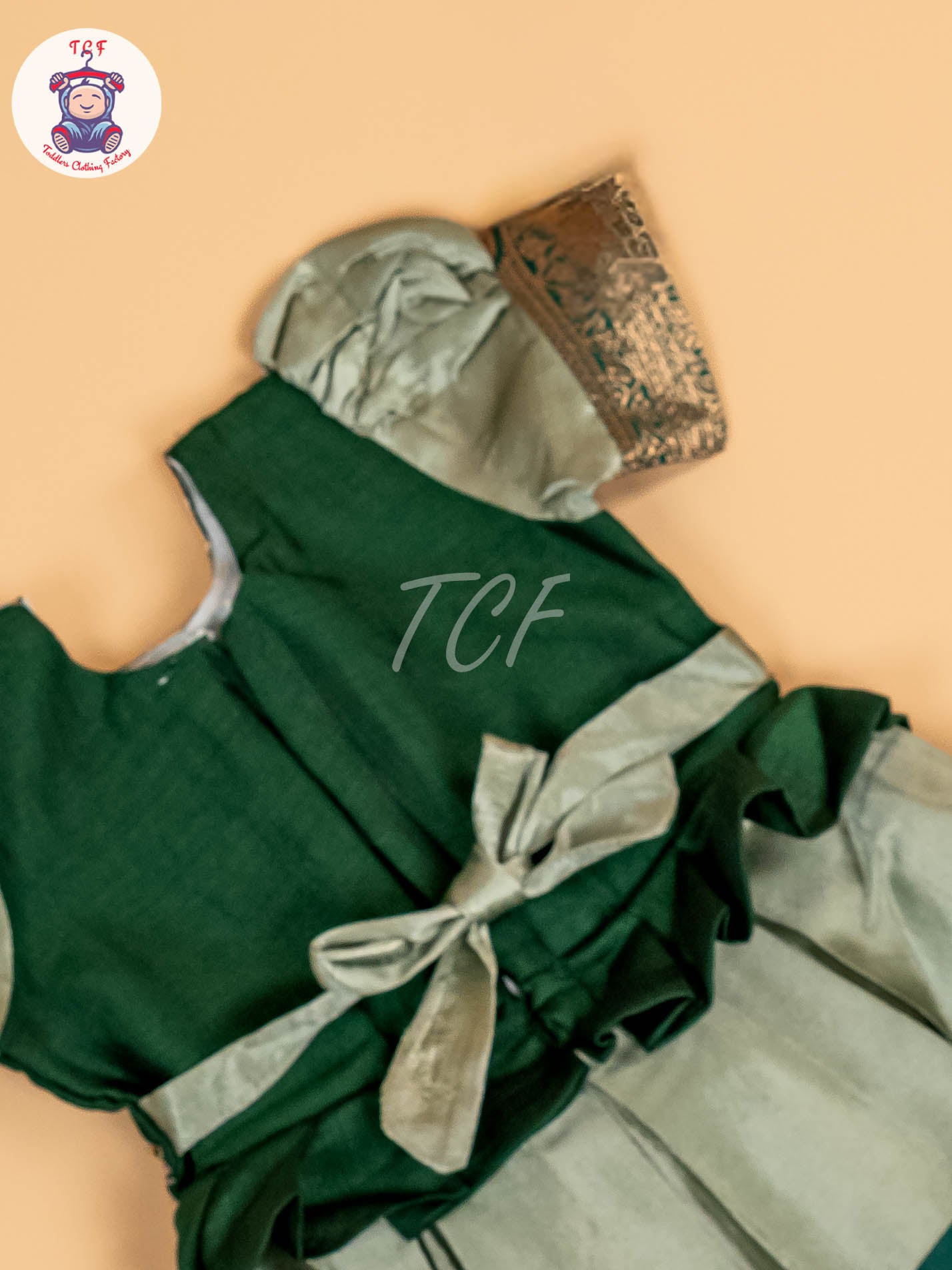 Dark Green & Pastel Green - Kids Readymade Frocks