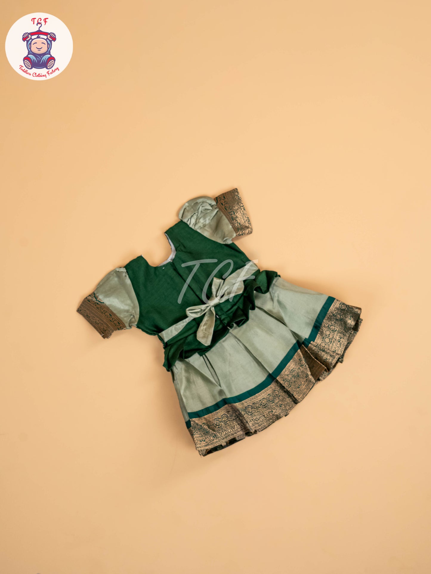 Dark Green & Pastel Green - Kids Readymade Frocks