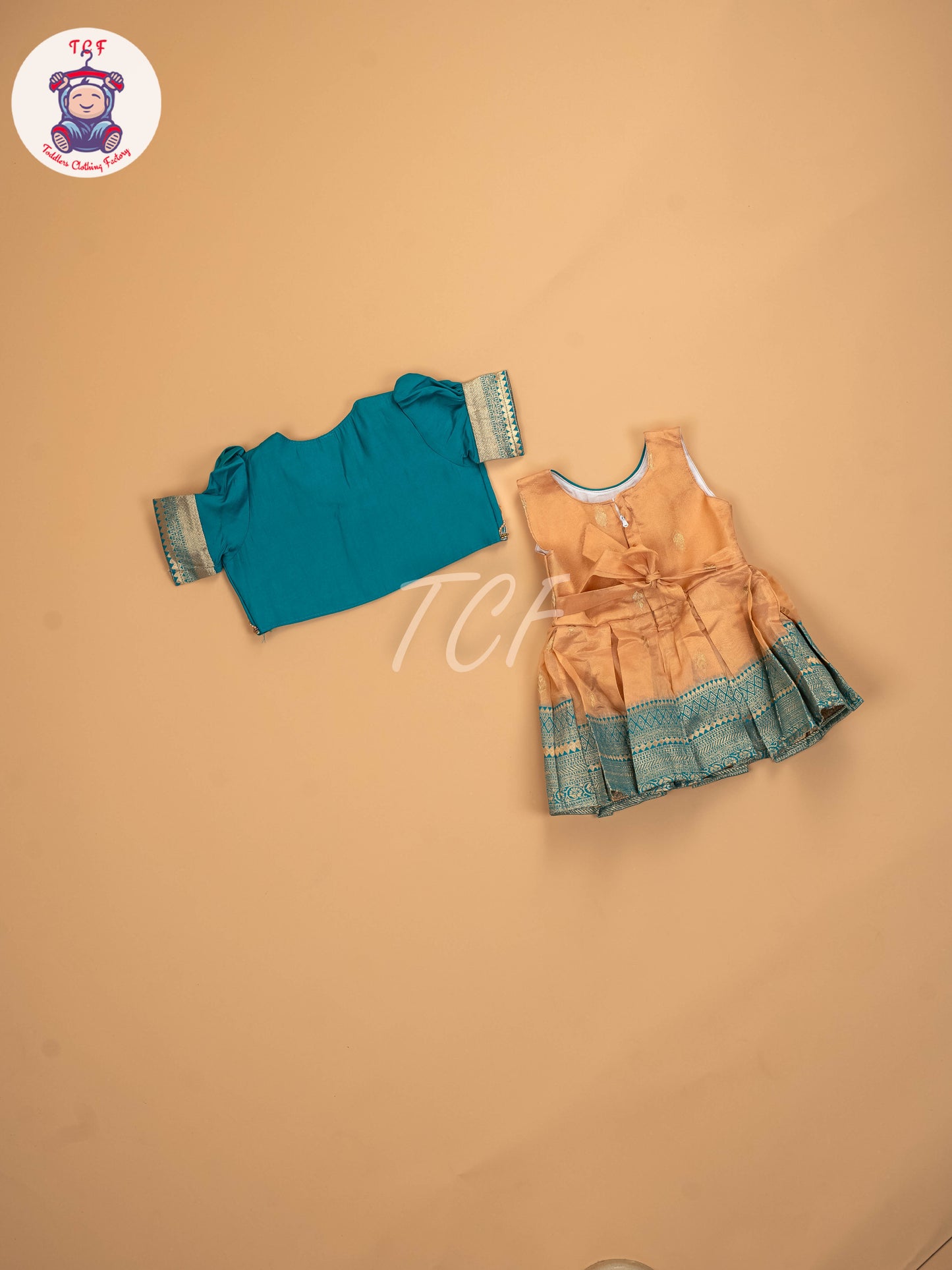 Green & Peach - Kids Readymade Frocks