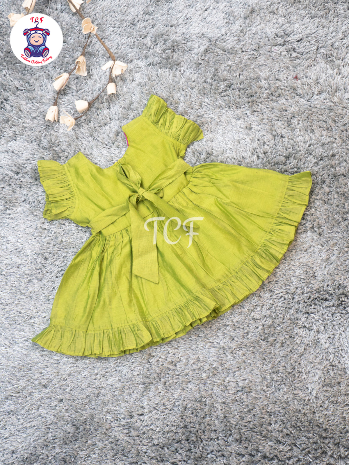 Pista Green - Girls Peacock Embroidered Frocks