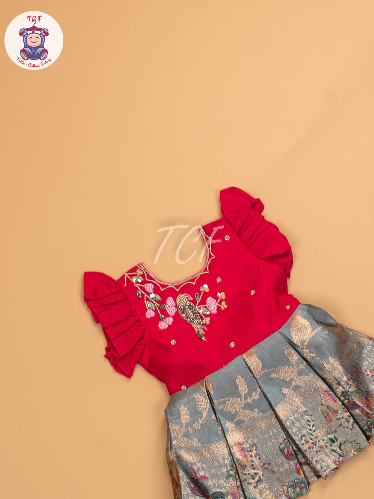 Pink & Light Blue - Kids Readymade Frocks