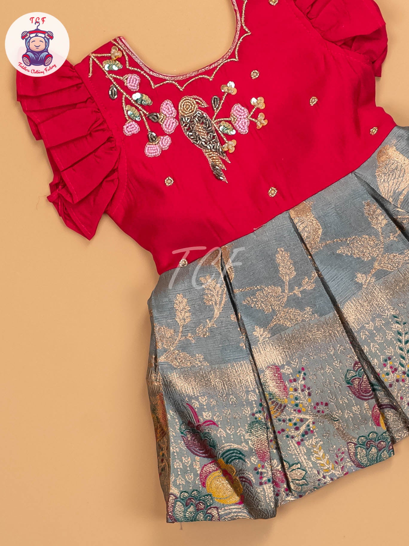Pink & Light Blue - Kids Readymade Frocks