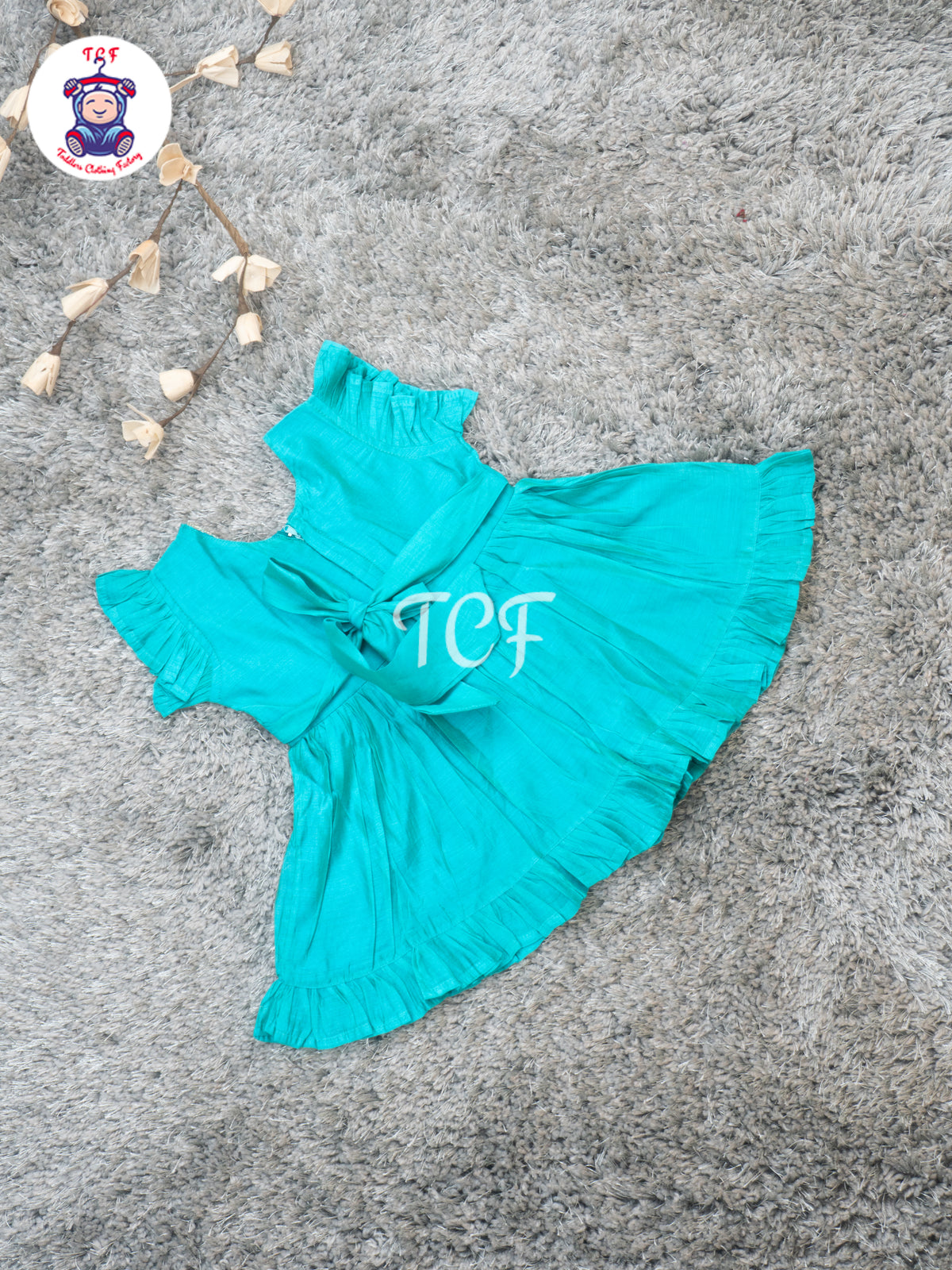Turquoise Blue - Girls Embroidered Traditional Frocks