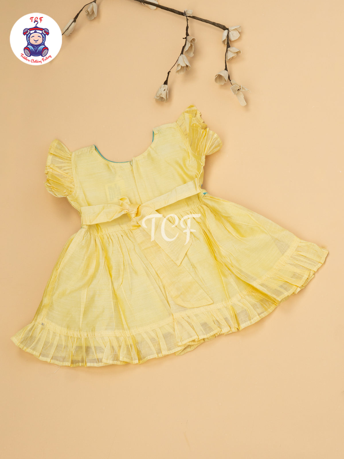 Cream Floral Embroidery – Kids Readymade Frocks