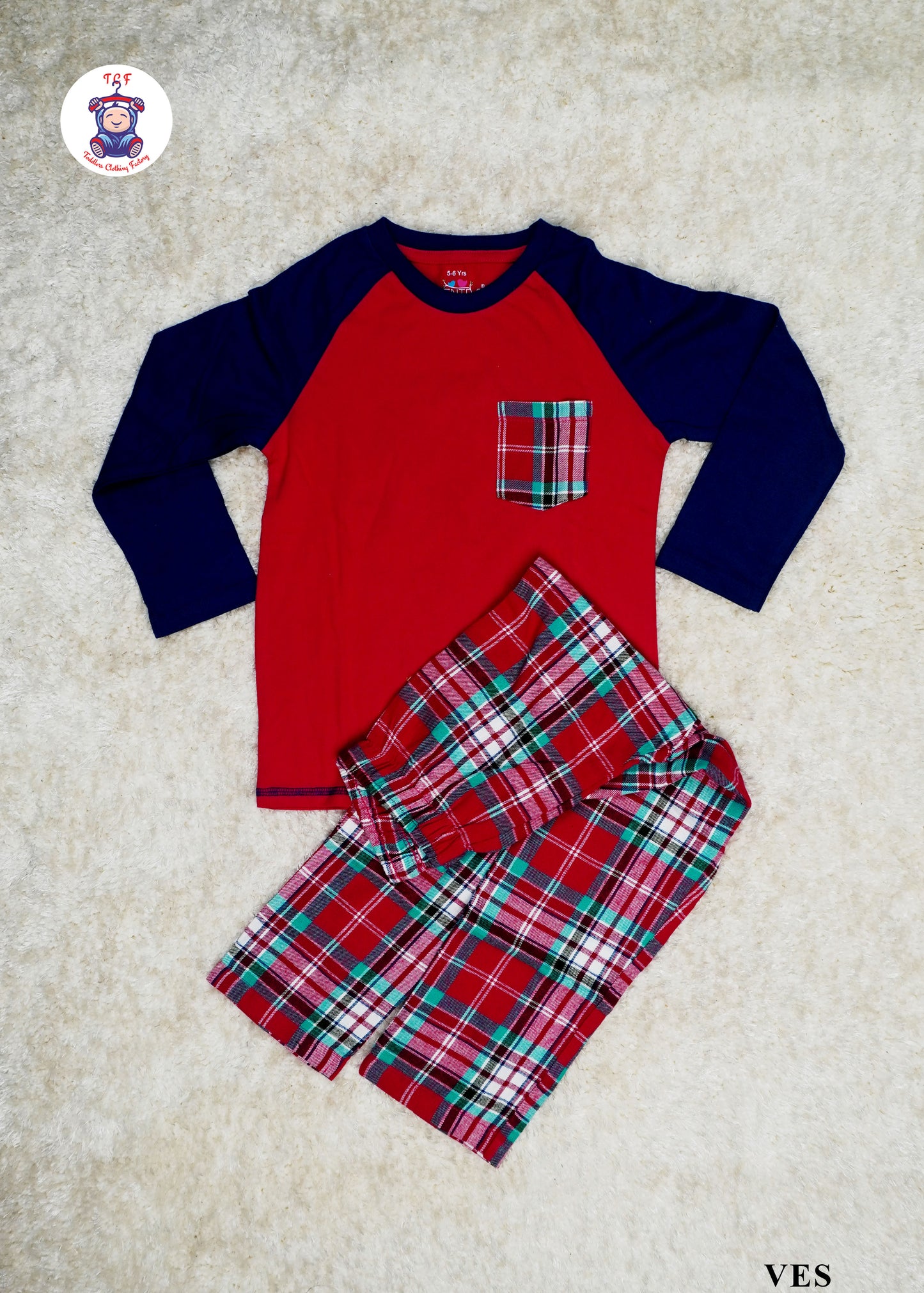 Reddish Pink & Blue - Boys Night Wear