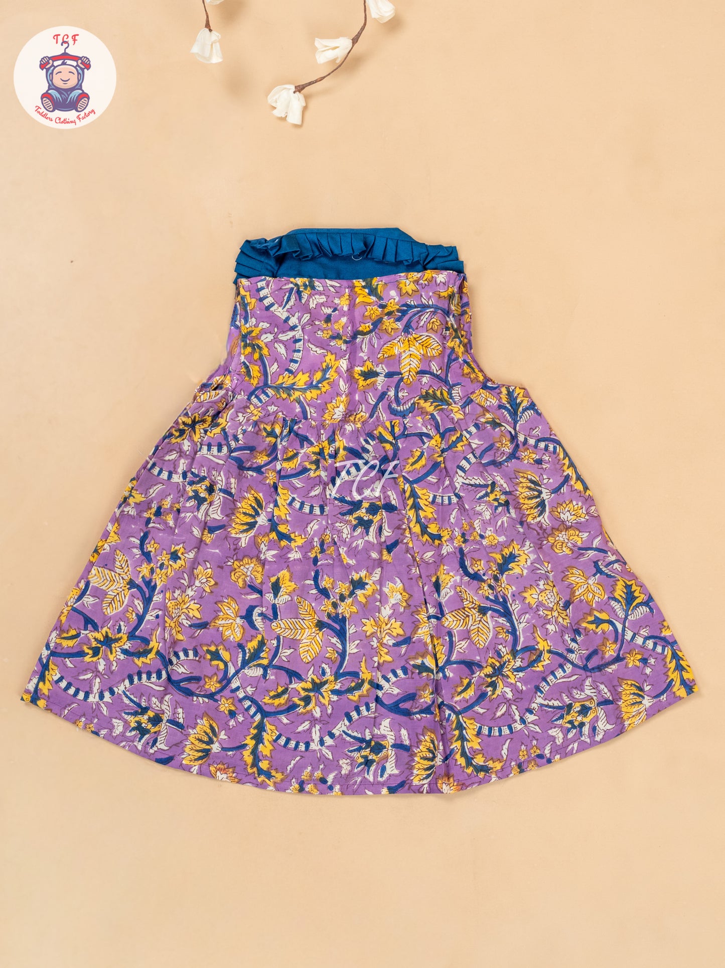 Purple - Girls Floral Printed Cotton Frock