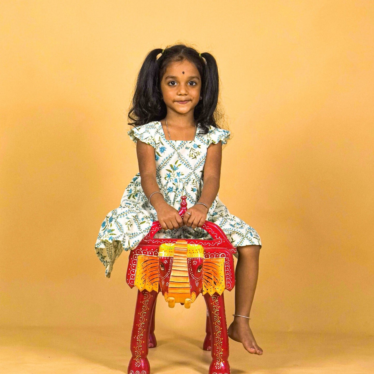 White - Girls Readymade Jaipuri Frocks