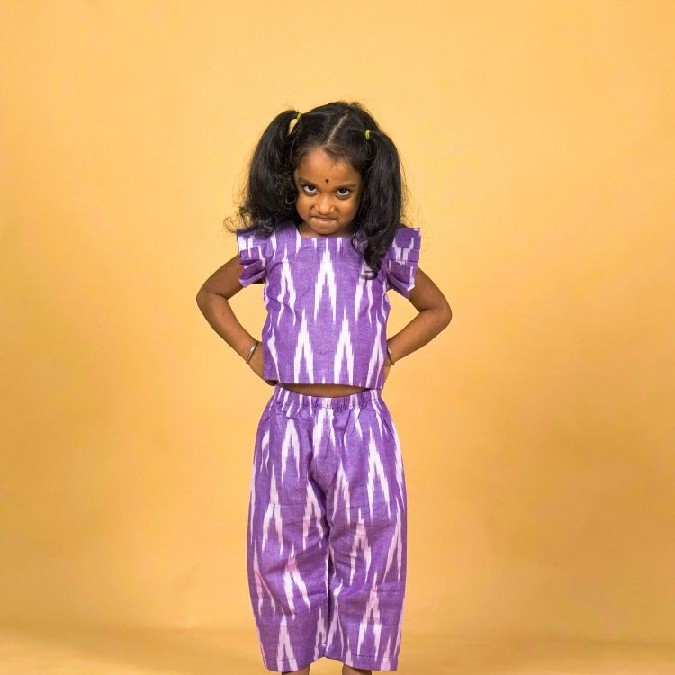 Lavender - Girls Readymade Ikat Pyjama Sets