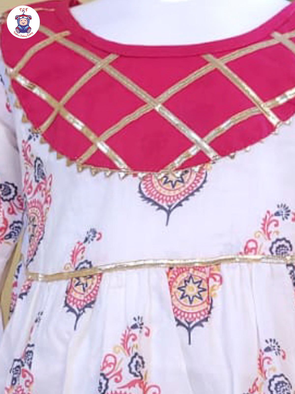 Ruby & White - Printed A-Line Kurti Set