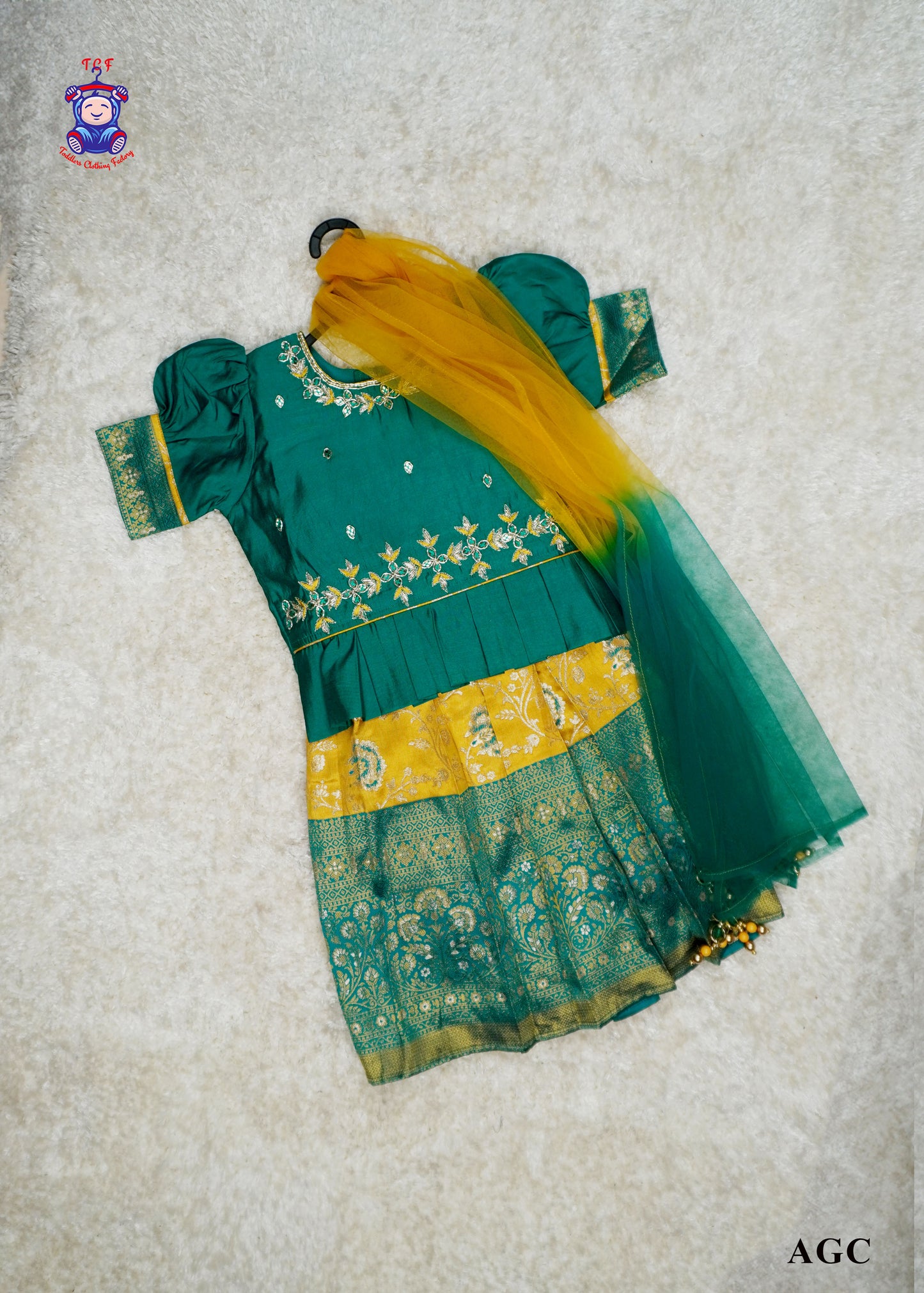 Rama Blue & Yellow - Semi Leghanga Choli