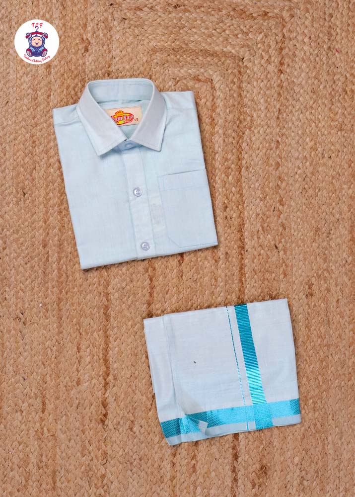 Aandha Blue - Boys Readymade Dhotis & Shirts