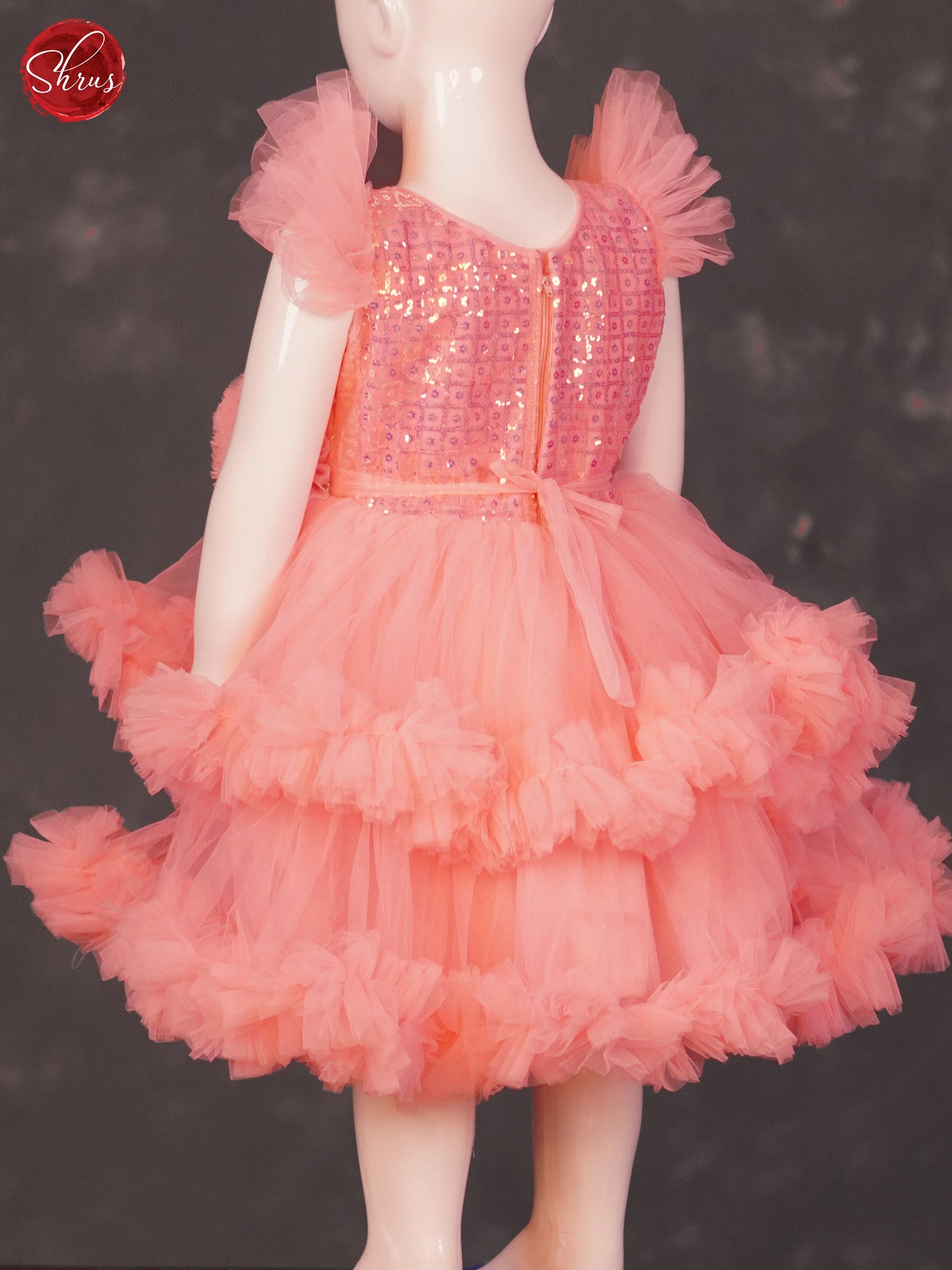 Pink- Party wear Netted Frock - Shop on ShrusEternity.com