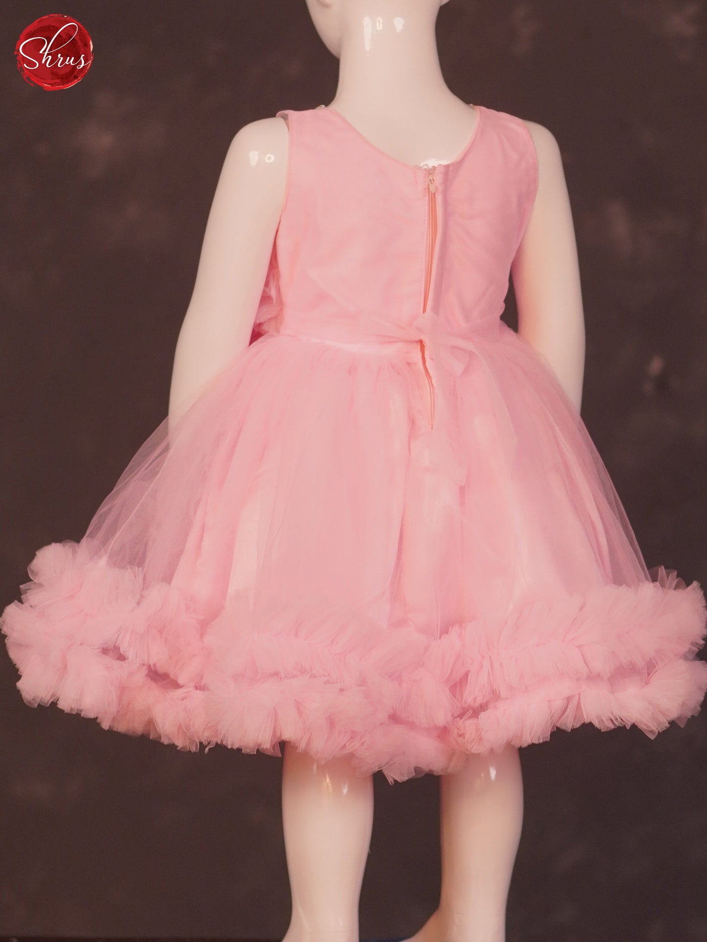 Pink - Party Wear Netted Kids Frock - Shop on ShrusEternity.com