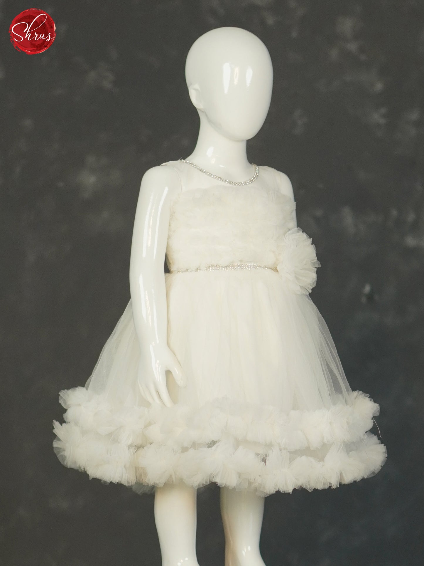 White - Party Wear Netted Frock - Shop on ShrusEternity.com