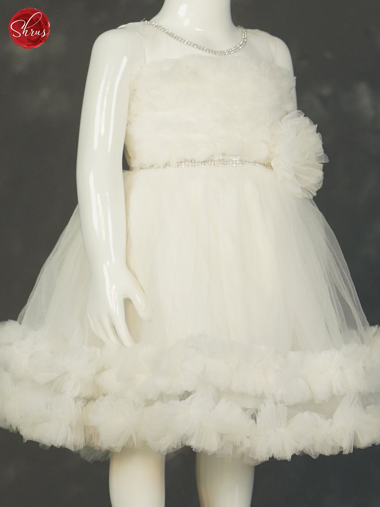 White - Party Wear Netted Frock - Shop on ShrusEternity.com