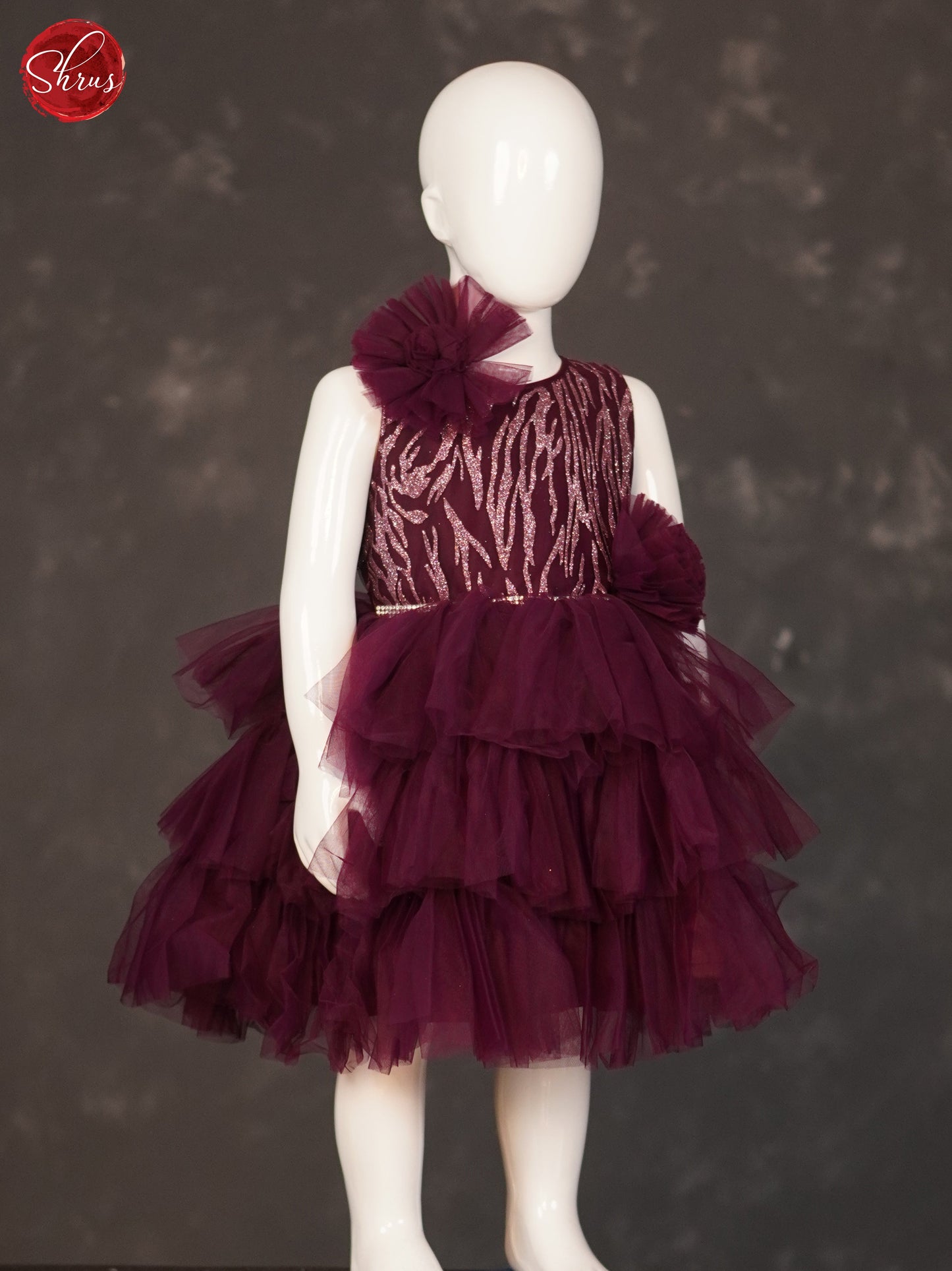Maroon - Party Wear Kids Frock - Shop on ShrusEternity.com